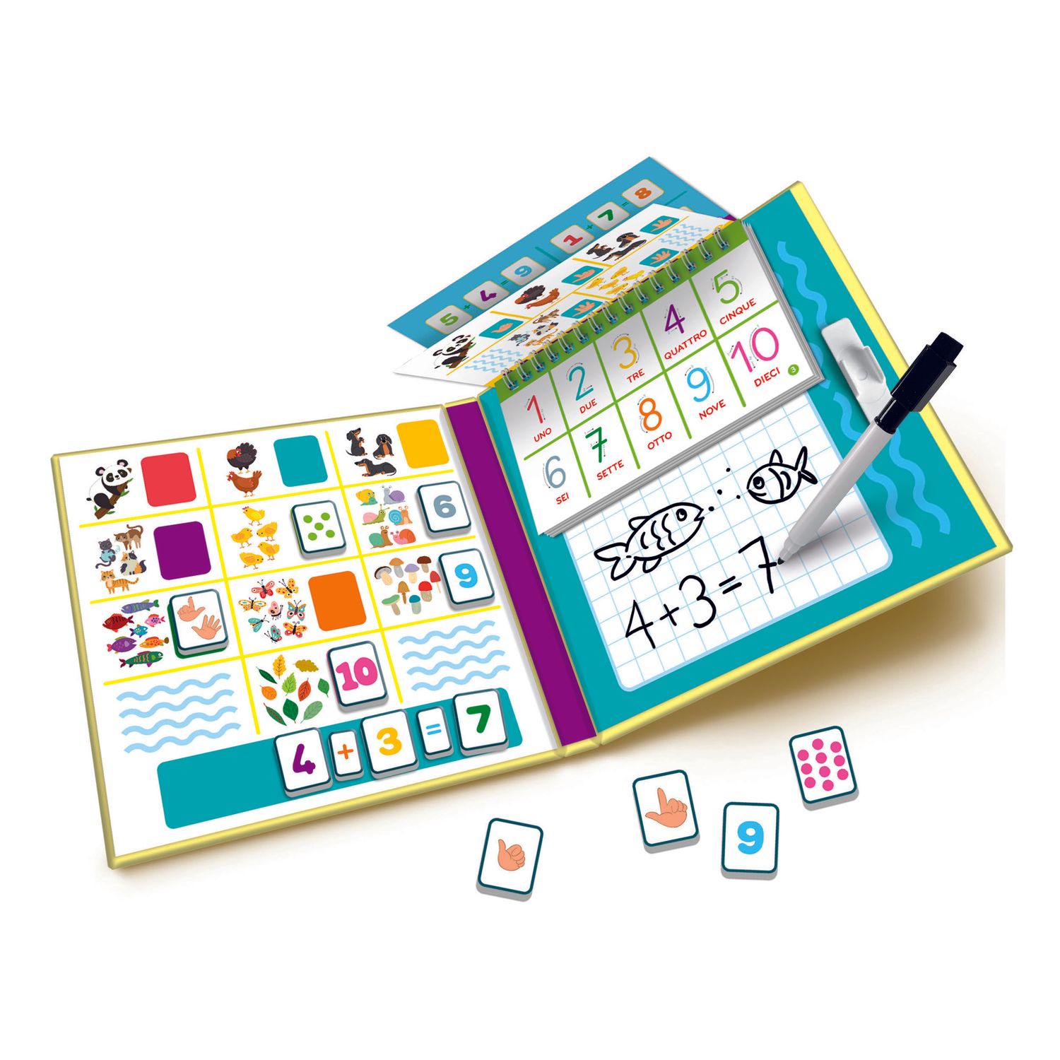 Clementoni sapientino libro magnetico numeri e animali 16493 – gioco educativo numeri e animali - assortito - SAPIENTINO