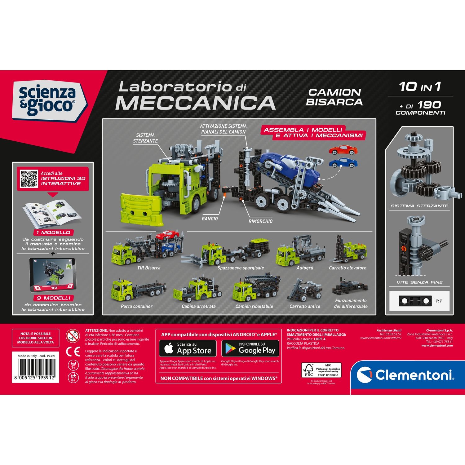 Clementoni scienza & gioco car transporter 19391 – kit per costruire veicolo trasportatore - CLEMENTONI