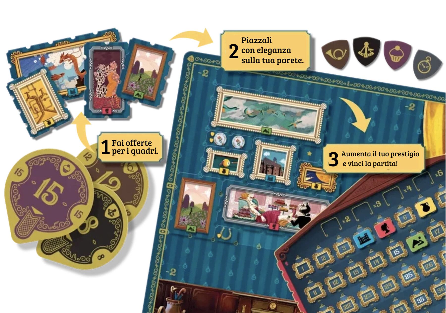 Art society - gioco da tavolo di collezione d'arte per 2-4 giocatori  dai 10 anni in su - Giochi Uniti