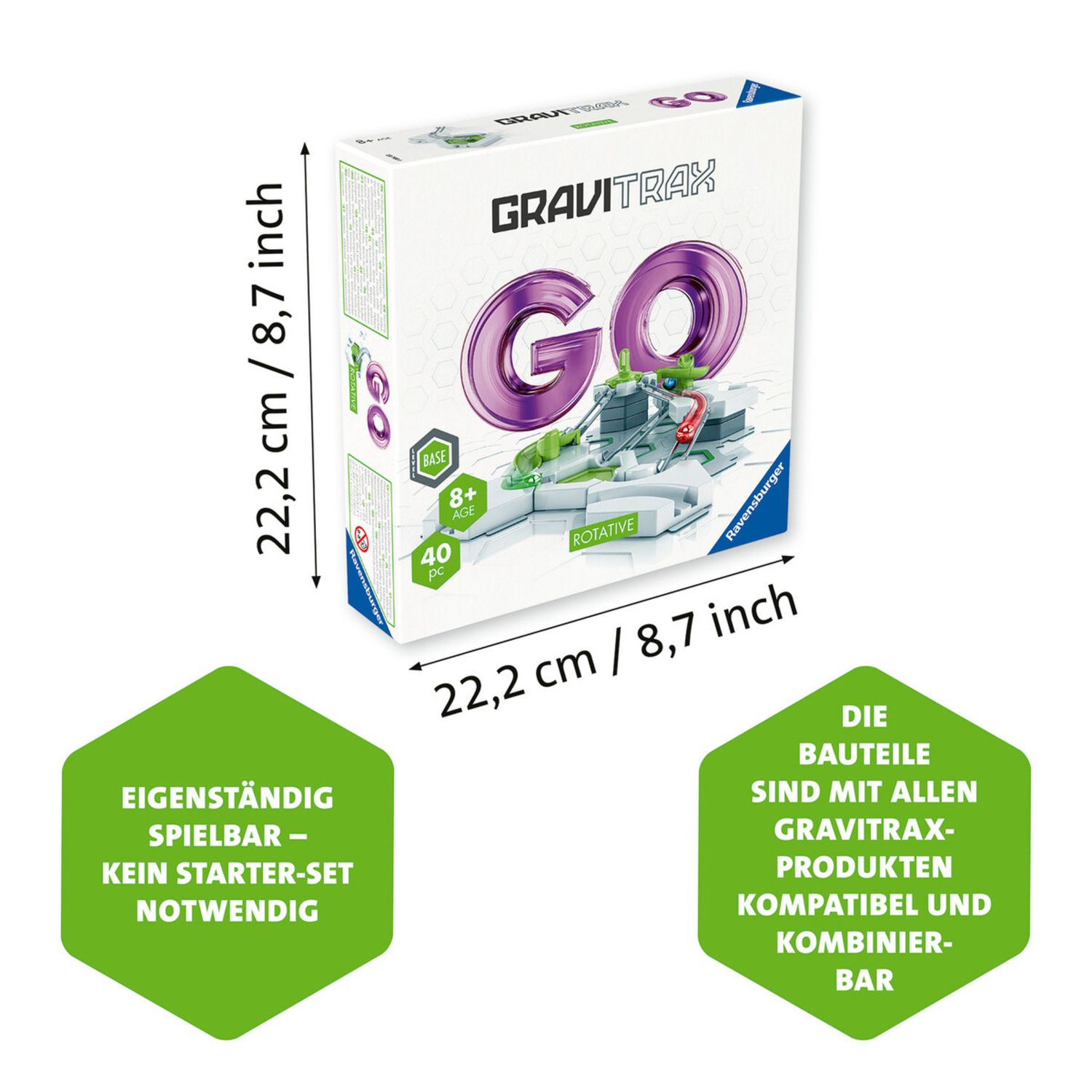 Ravensburger gravitrax go rotative - pista stem interattiva, 40 pezzi - GRAVITRAX