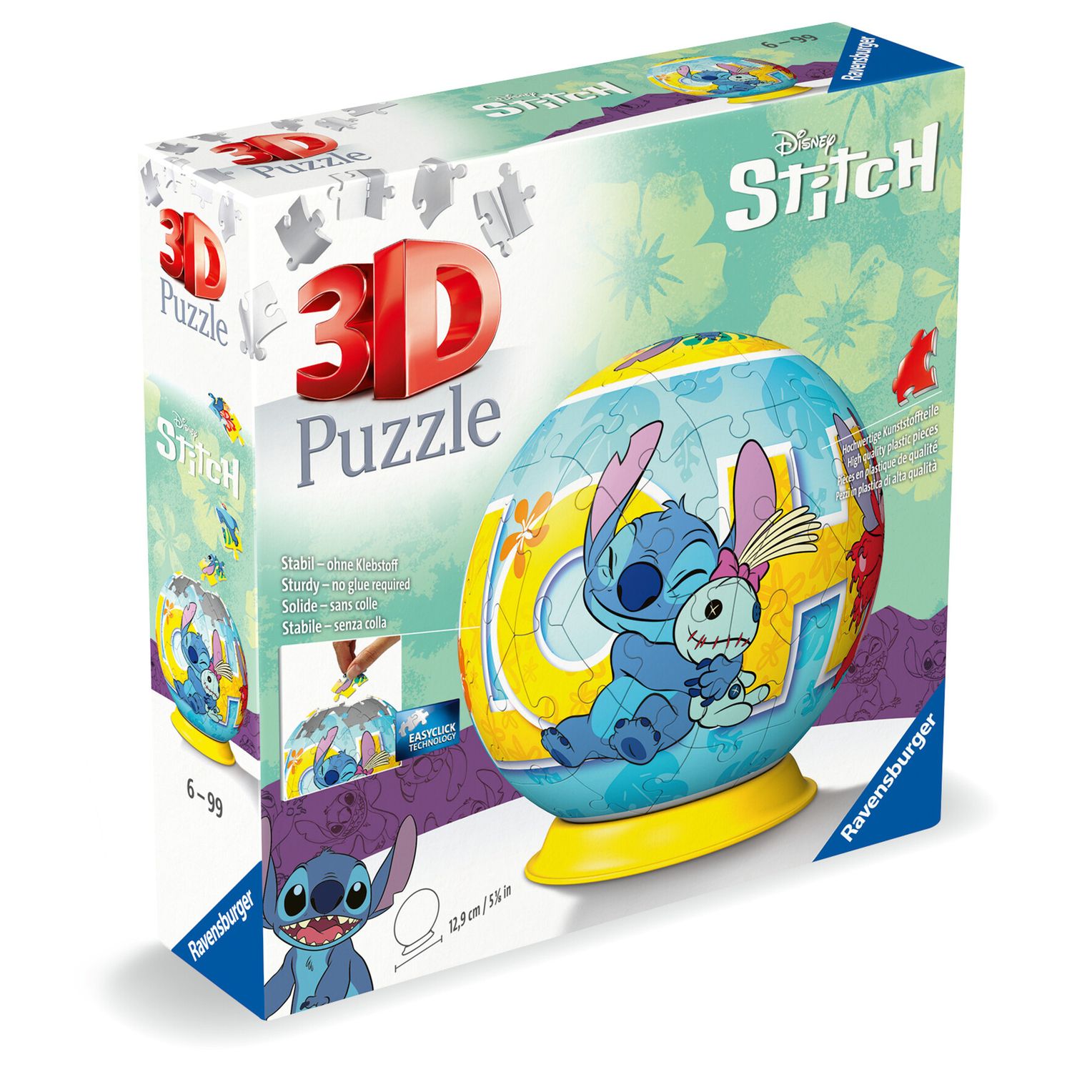 Ravensburger 3d puzzle ball disney stitch - 72 pezzi - puzzle originale 6+ - Disney Stitch