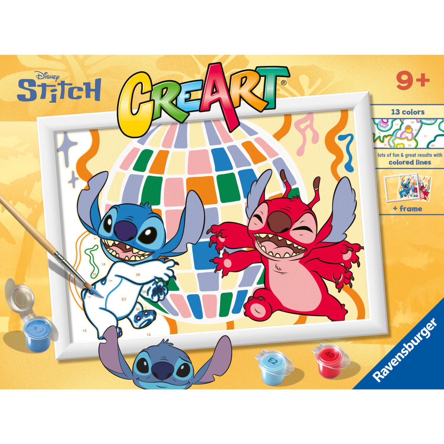 Ravensburger creart - stitch & leroy - set per dipingere con tavola e colori, 9+ anni - Disney Stitch