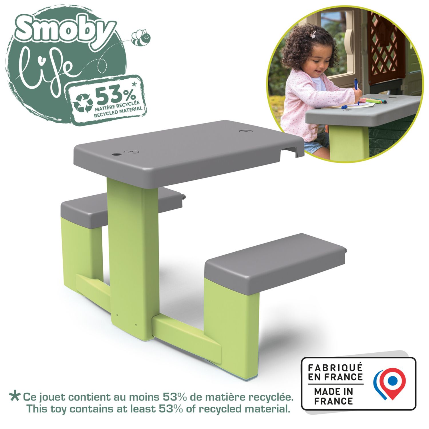 Tavolo da picnic per casette smoby life – con panchine e spazio merenda - SMOBY