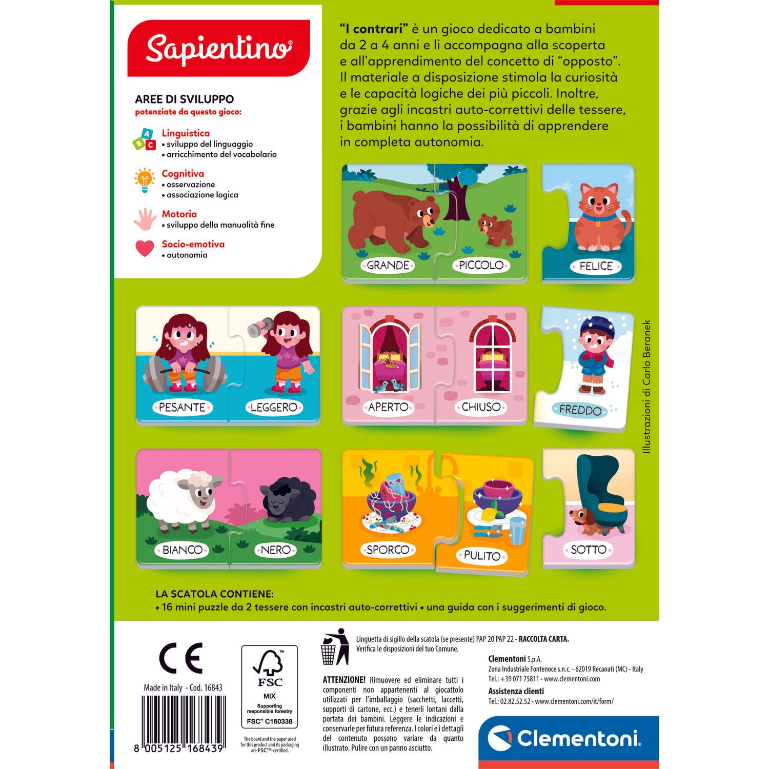 Clementoni i contrari 16843 – gioco educativo sui contrari - SAPIENTINO