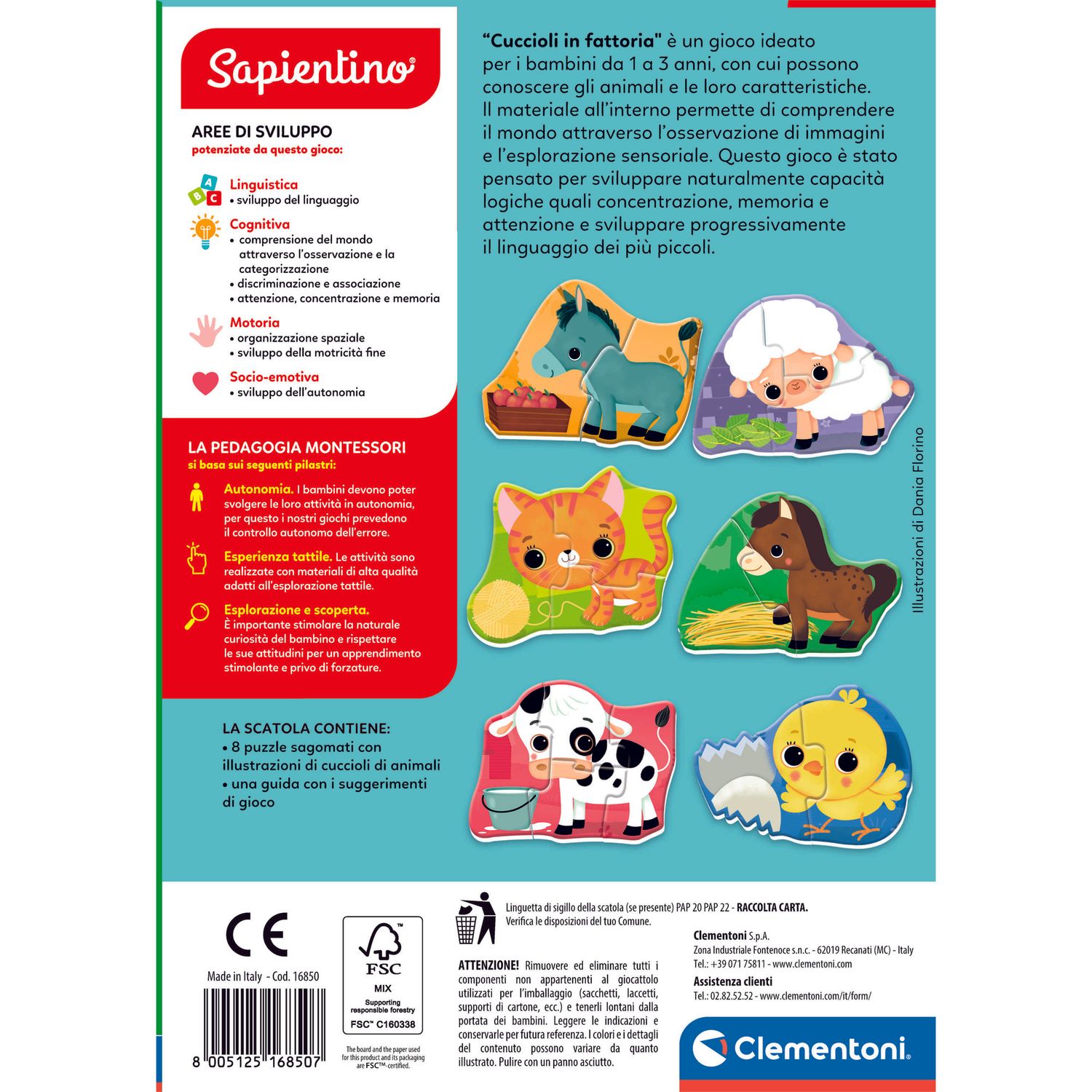 Clementoni montessori cuccioli in fattoria 16850 – gioco educativo montessori per bambini - SAPIENTINO