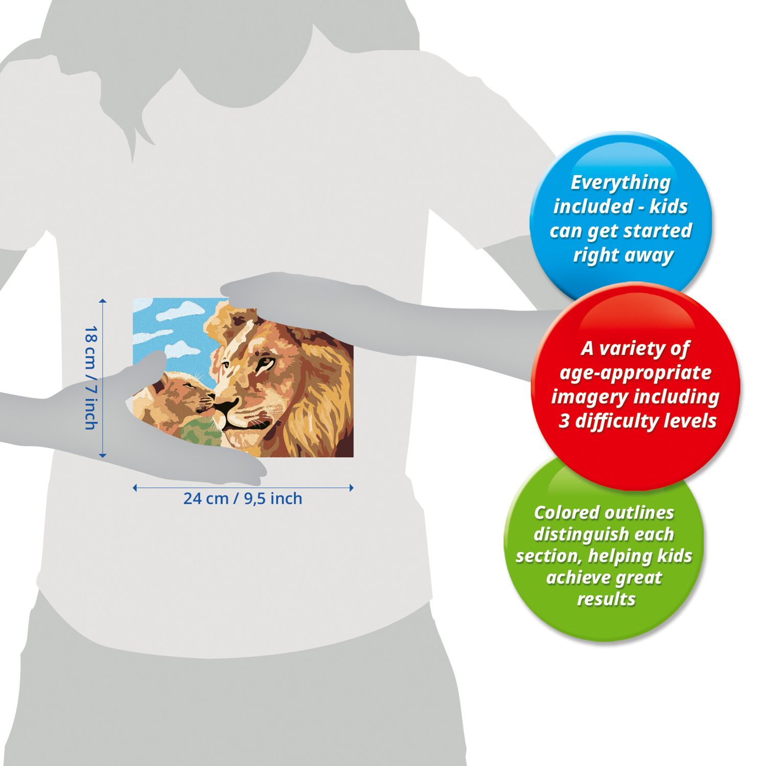 Ravensburger creart - leone e cucciolo - attività di pittura con numeri, 9+ anni - RAVENSBURGER