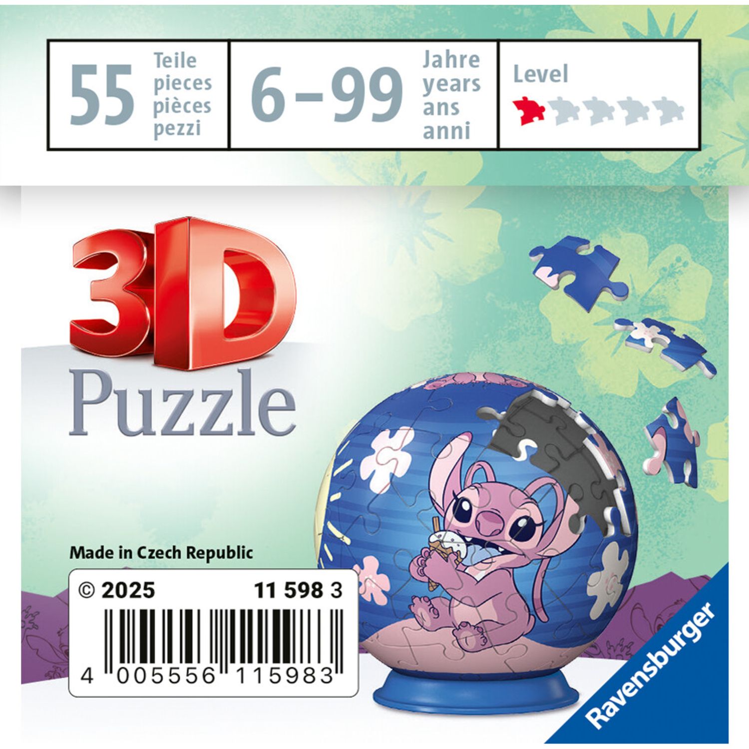 Ravensburger 3d puzzle disney angel (stitch) - 54 pezzi - puzzle unico per 6+ - Disney Stitch