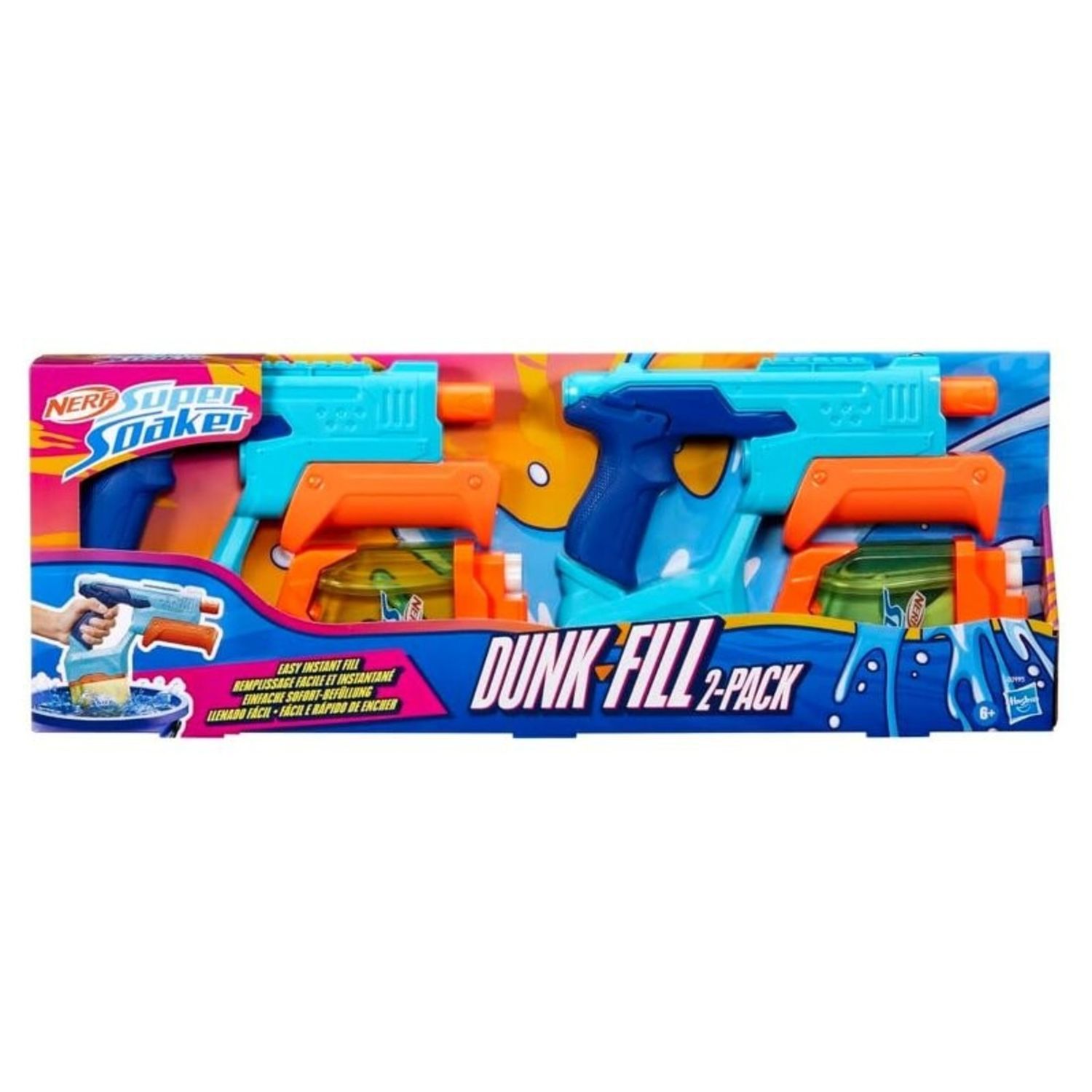 Hasbro nerf super soaker dunk fill  - confezione da 2 blaster ad acqua - NERF