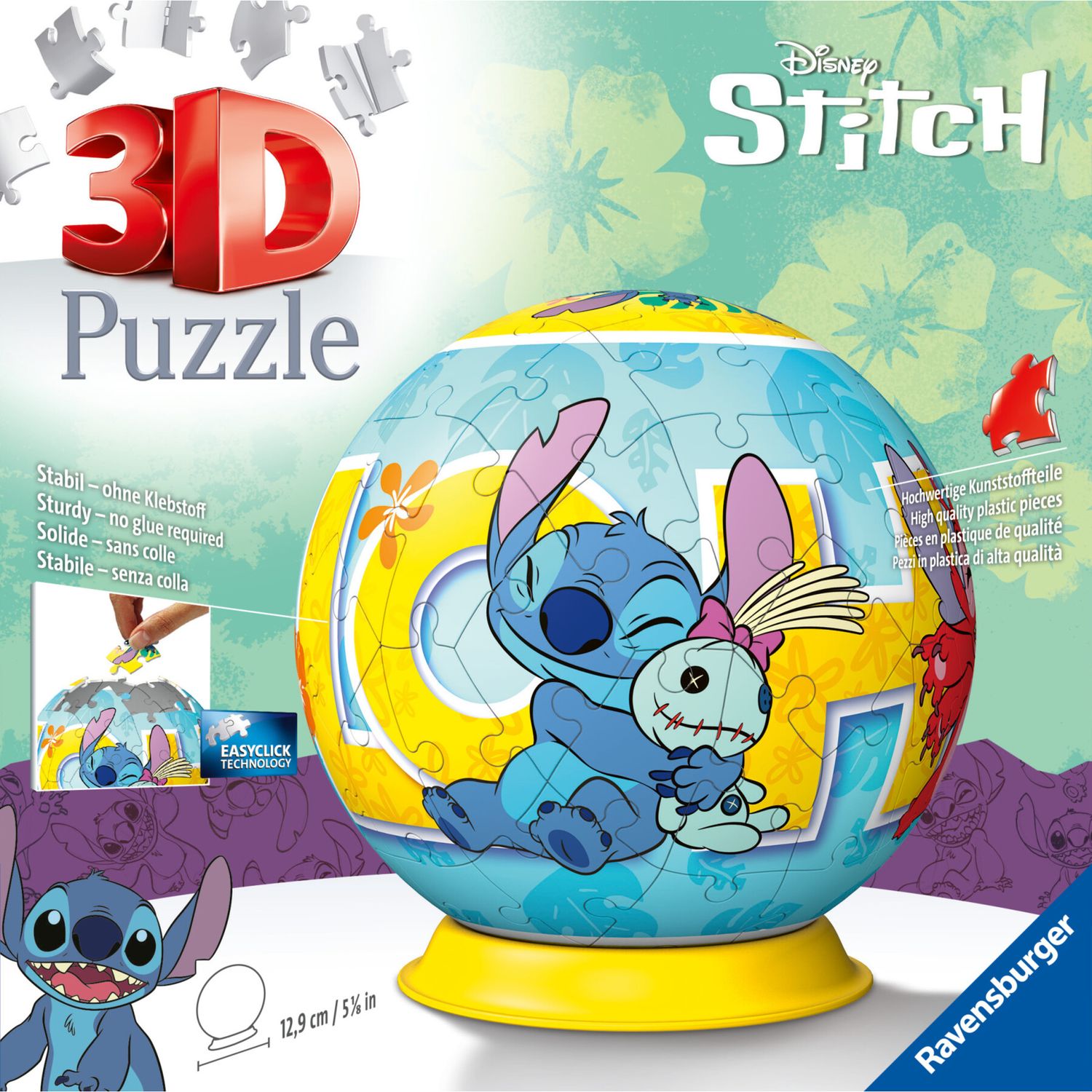 Ravensburger 3d puzzle ball disney stitch - 72 pezzi - puzzle originale 6+ - Disney Stitch