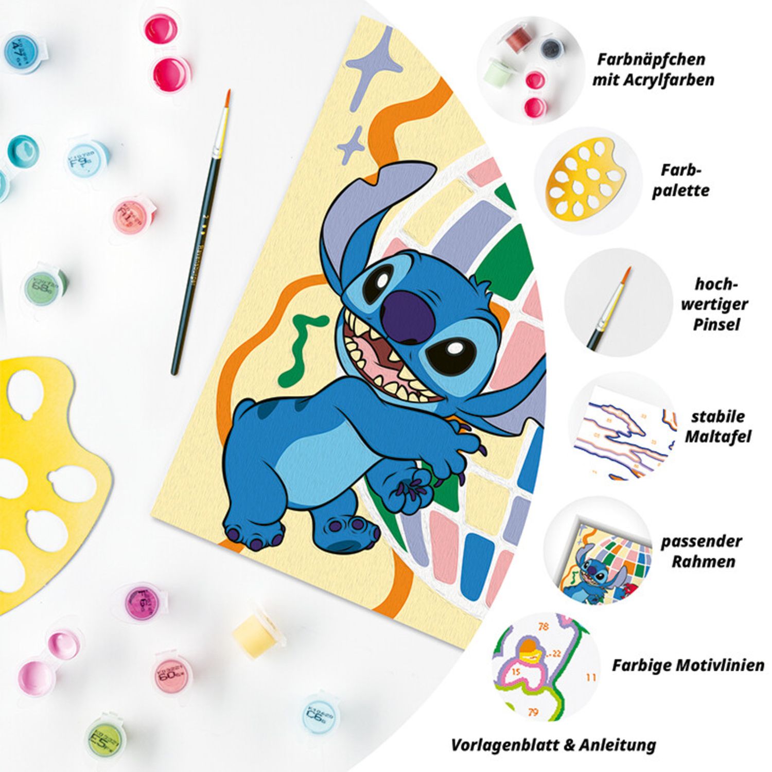 Ravensburger creart - stitch & leroy - set per dipingere con tavola e colori, 9+ anni - Disney Stitch