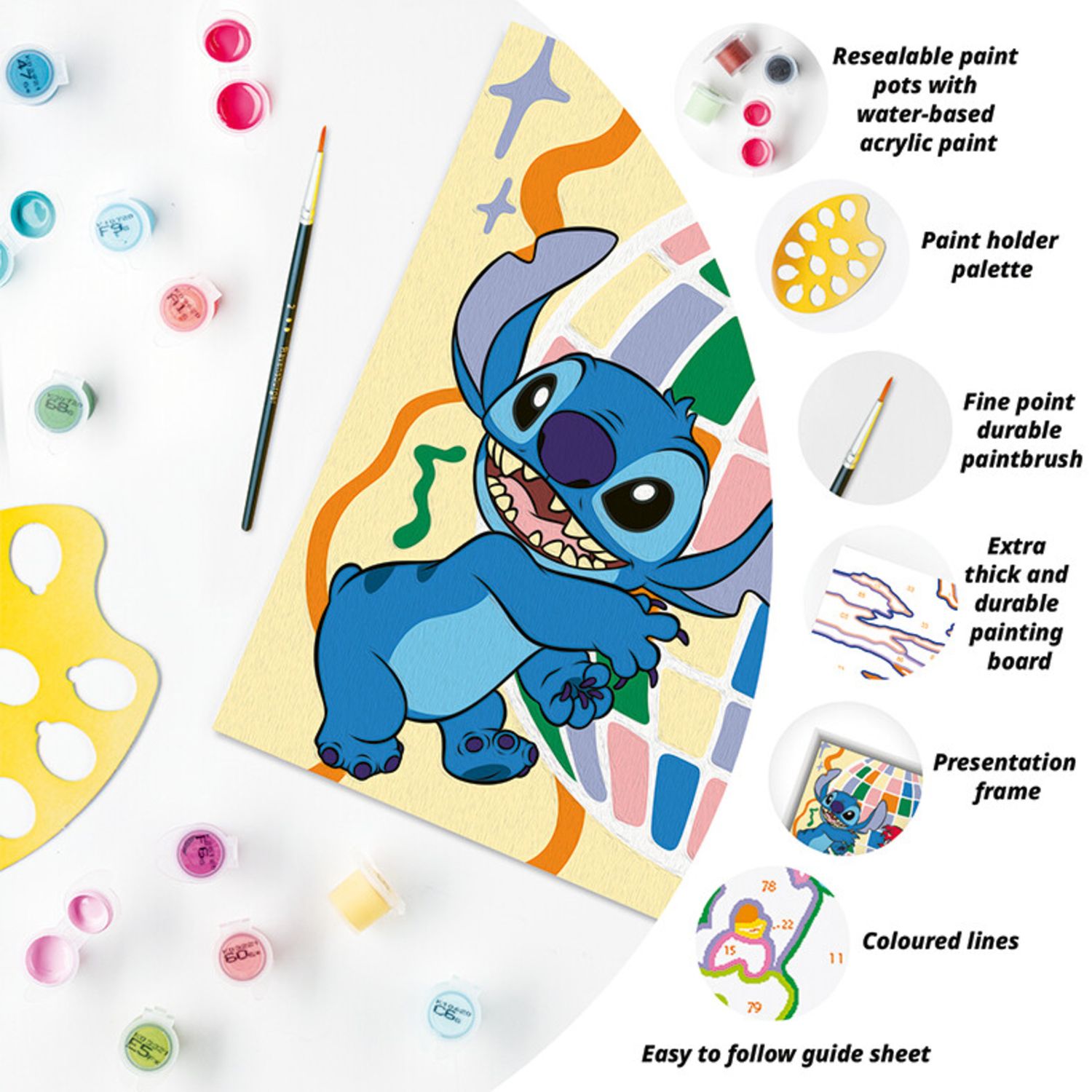 Ravensburger creart - stitch & leroy - set per dipingere con tavola e colori, 9+ anni - Disney Stitch
