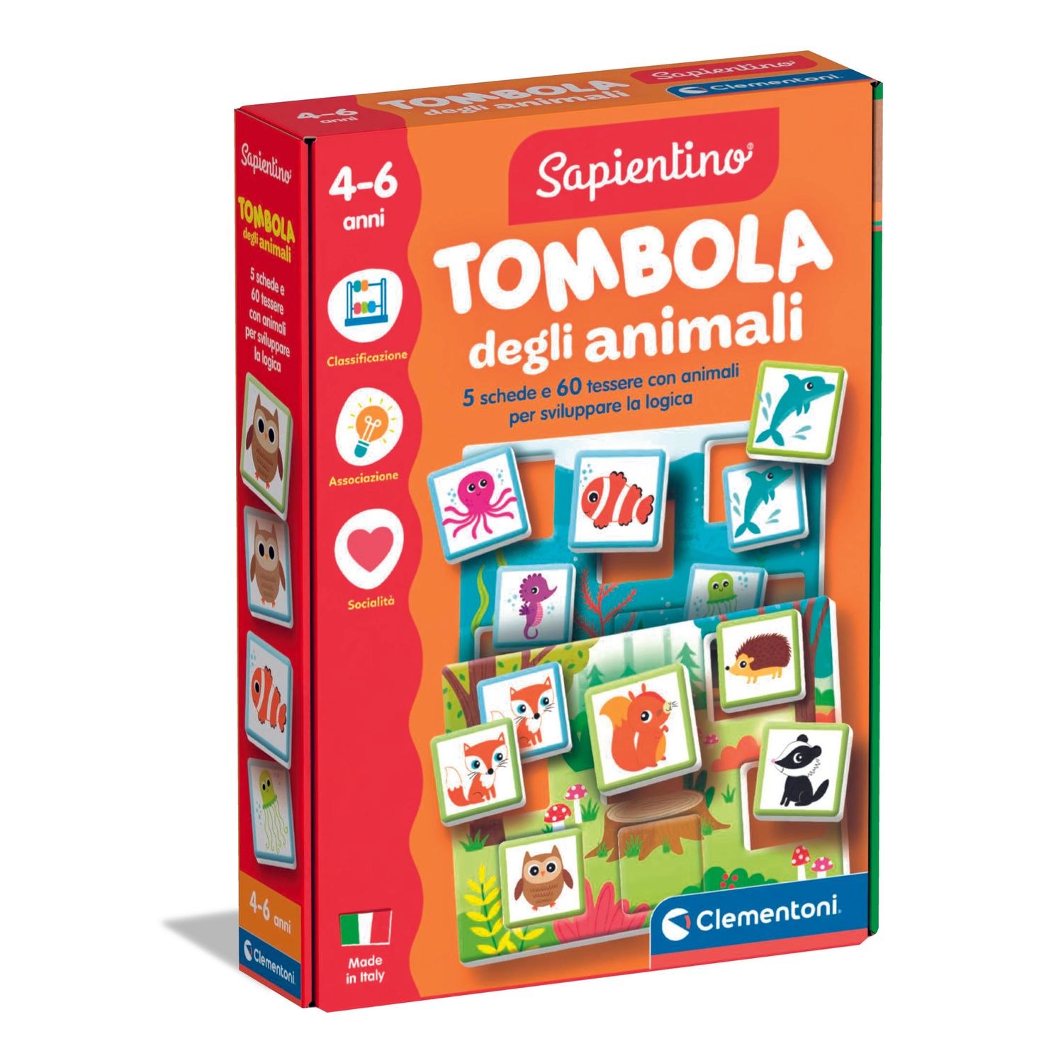 Clementoni tombola degli animali 16842 – gioco tradizionale tombola per bambini - SAPIENTINO