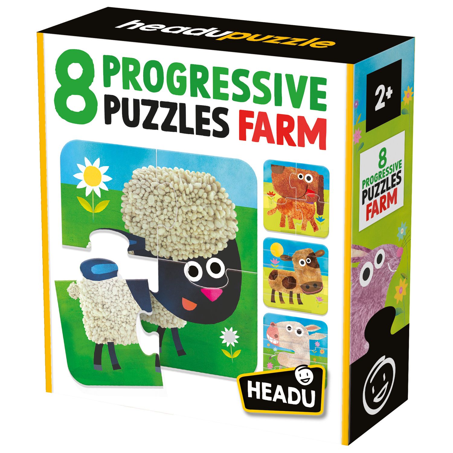 8 progressive puzzle the farm – puzzle educativi grandi pezzi per bambini 2+ - HEADU