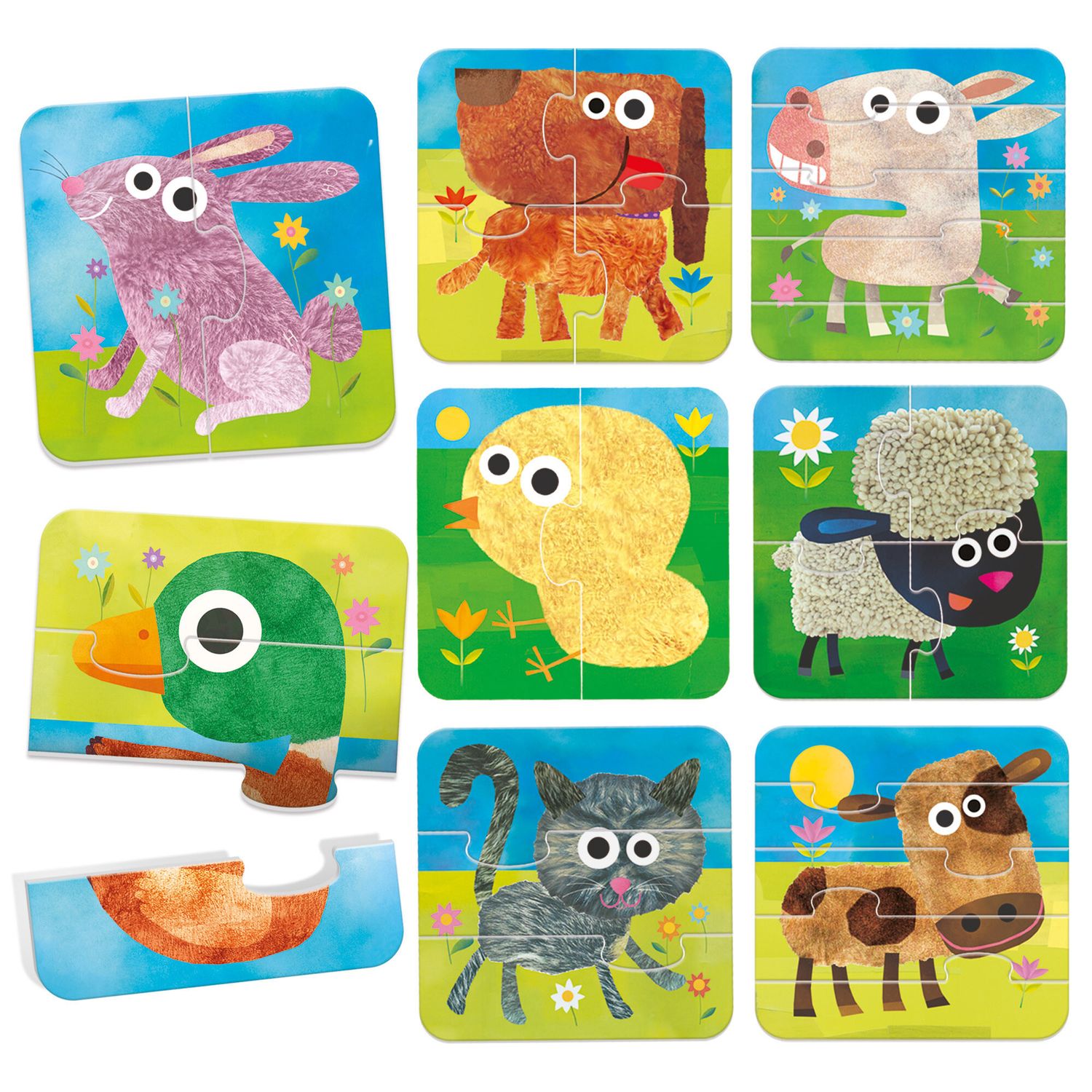 8 progressive puzzle the farm – puzzle educativi grandi pezzi per bambini 2+ - HEADU