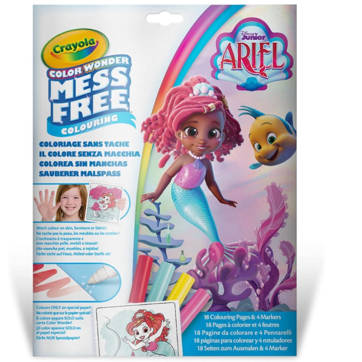 Color wonder, ariel set con 18 pagine da colorare e 4 pennarelli - CRAYOLA