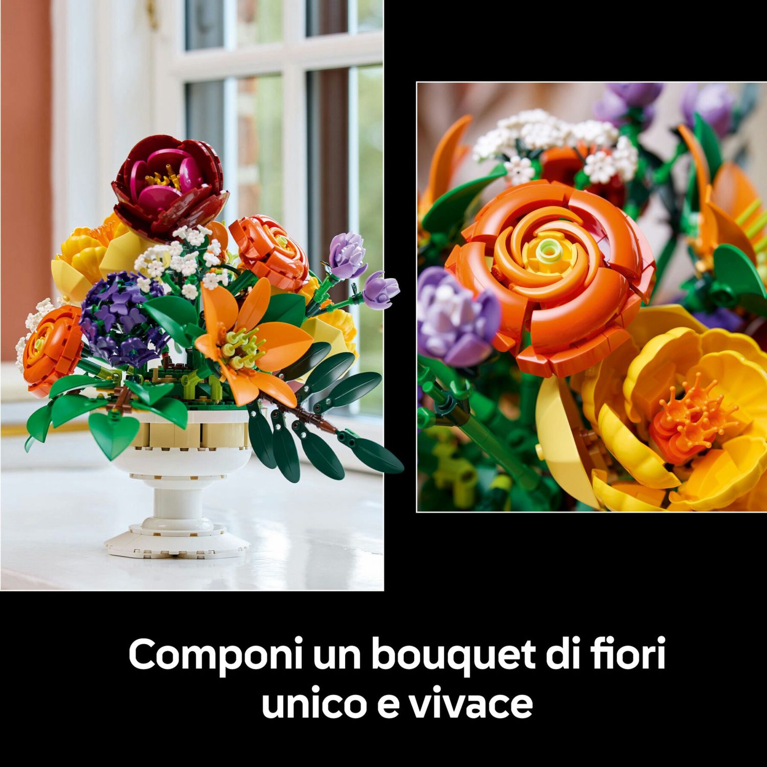 Lego icons botanicals 10345 composizione floreale - 14 fiori finti, kit adulti - LEGO ICONS BOTANICAL, Lego