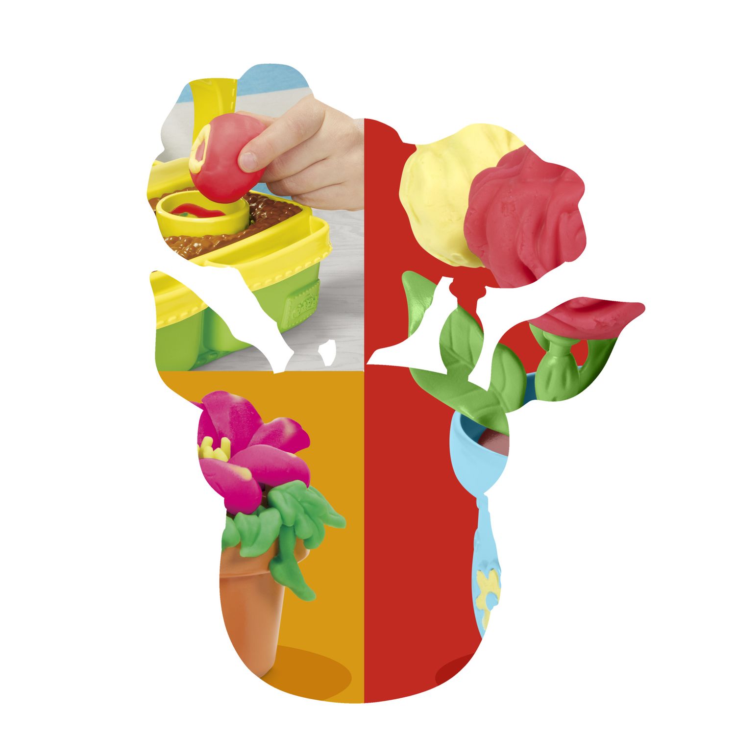 Play-doh, cestino fiorito per creare piante e fiori colorati.giocattolo con natura finta. include 5 vasetti di pasta modellabile play-doh - PLAY-DOH