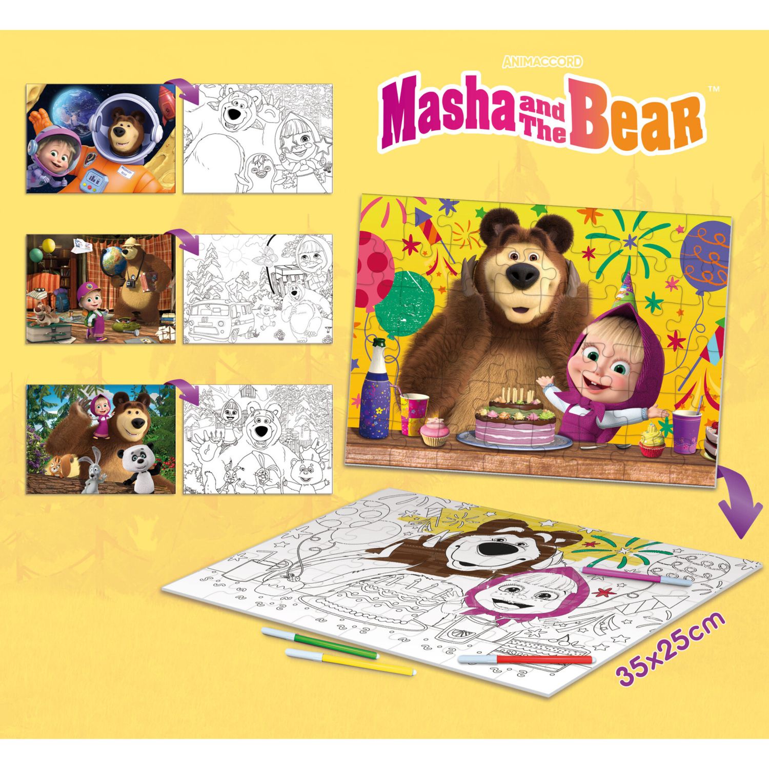 Masha puzzle df maxi floor 4x48 – quattro puzzle educativi da pavimento - LISCIANI, MASHA & ORSO