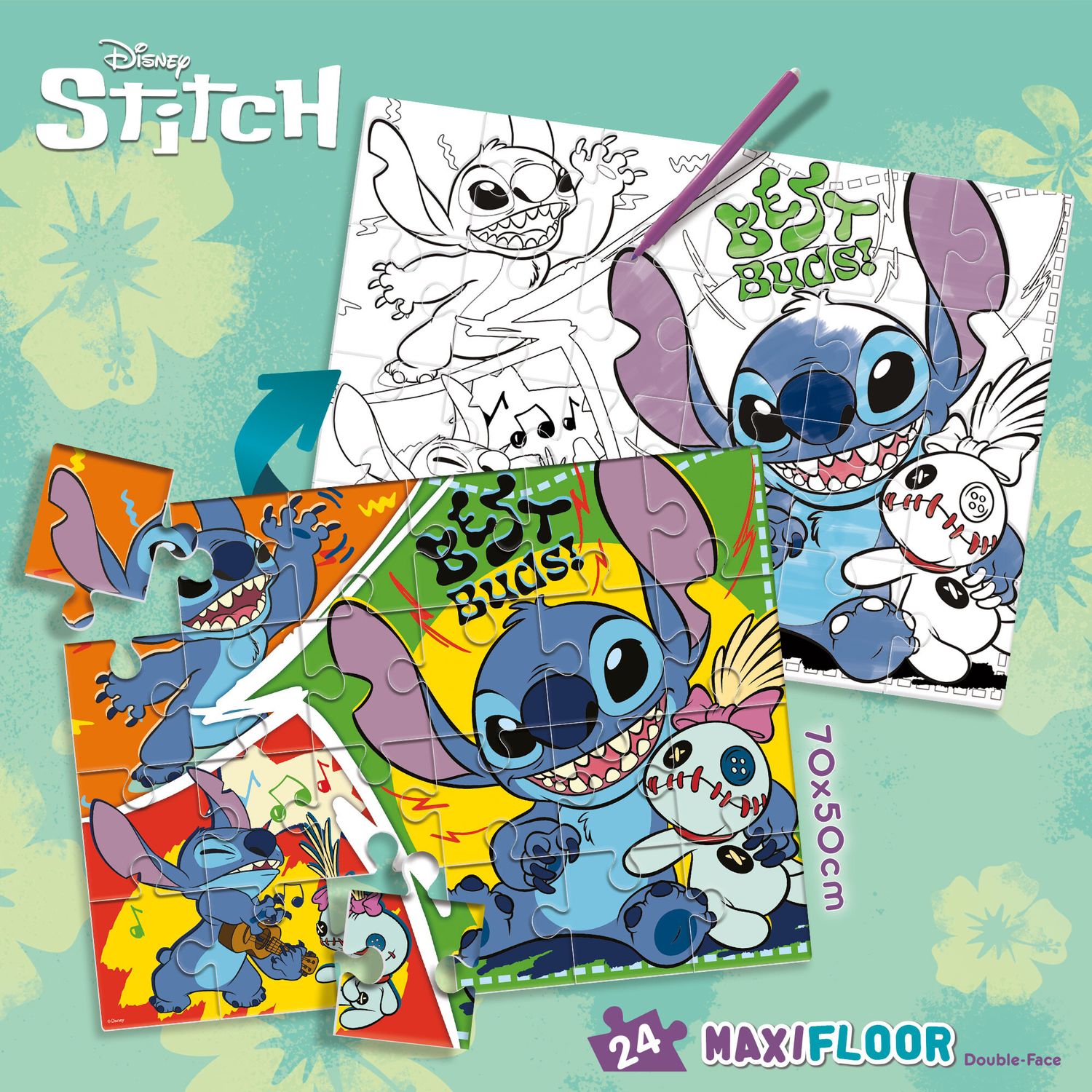Puzzle df maxi floor 24 lilo & stitch – puzzle da pavimento per bambini - LISCIANI, Disney, Disney Stitch