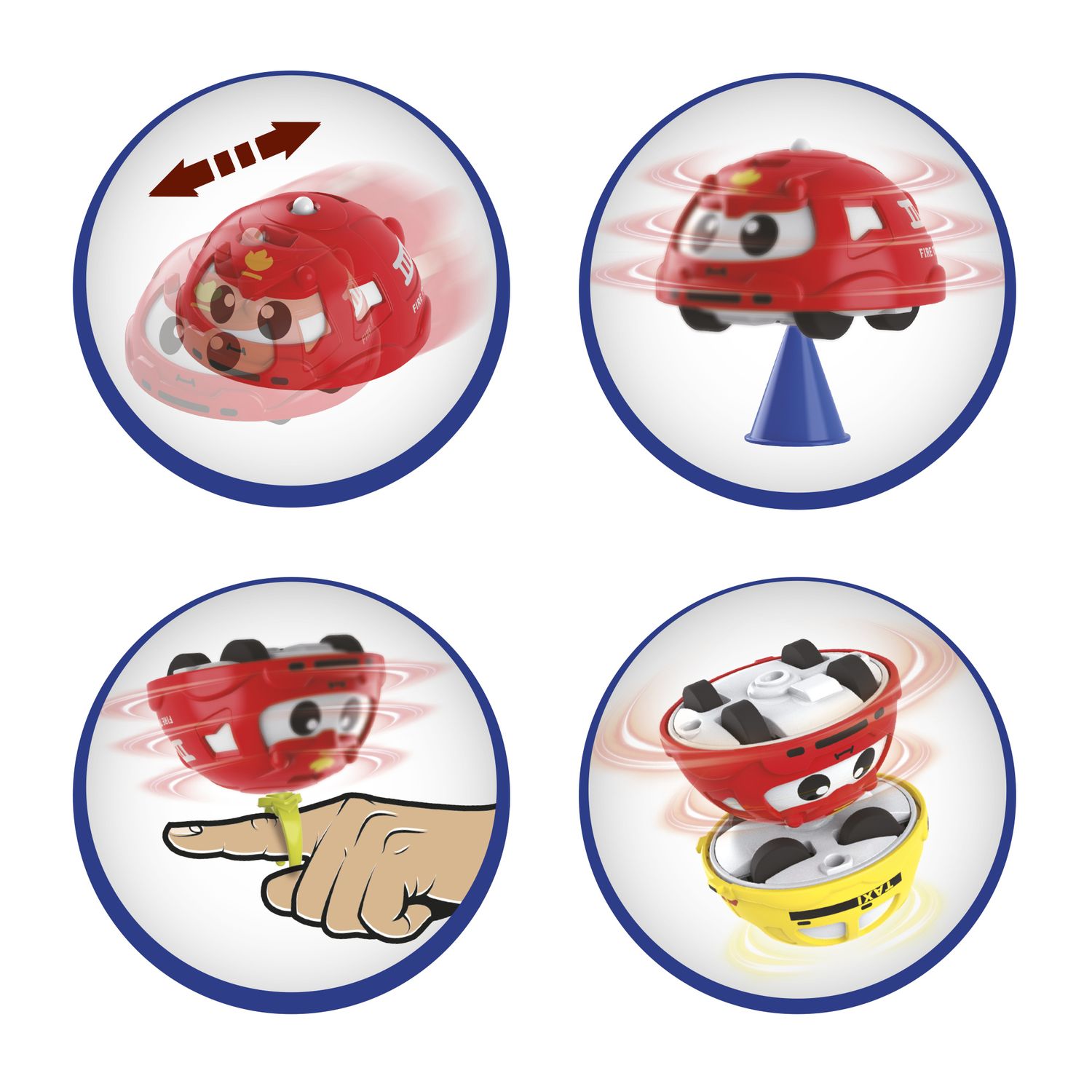 Spinning top set con anello e cono – gira e impila fino a 5 volte - singolo e assortito - ZIG ZAG