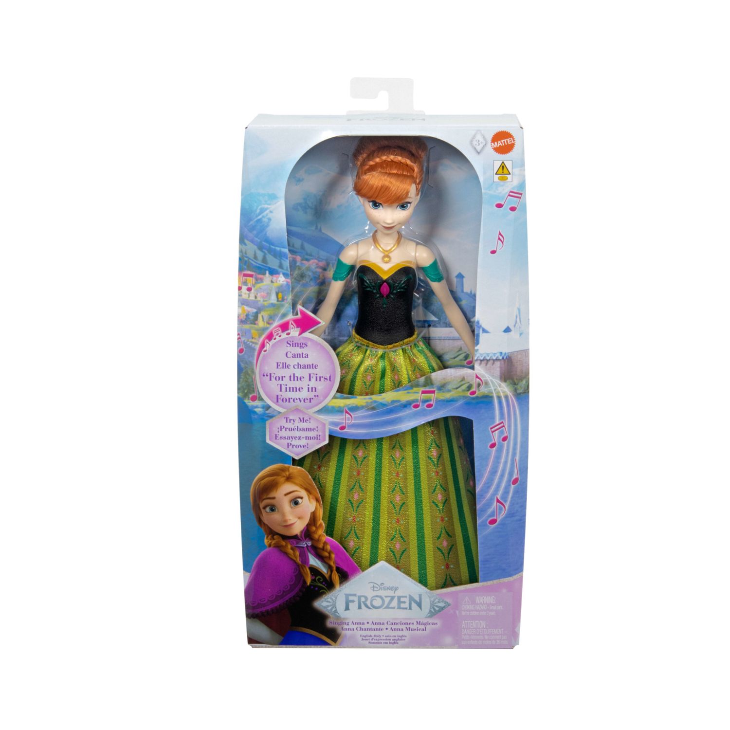 Mattel disney frozen - anna oggi, bambola cantante dai capelli rossi che canta la canzone "oggi, per la prima volta" - Frozen