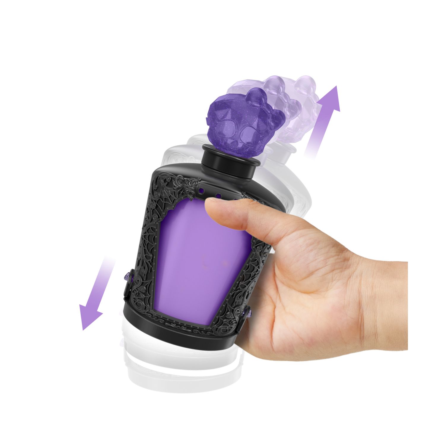 Monster high potions - mini bambole e accessori, personaggi a sorpresa da 7,5cm in una boccetta da esposizione con ciondolo - Monster High