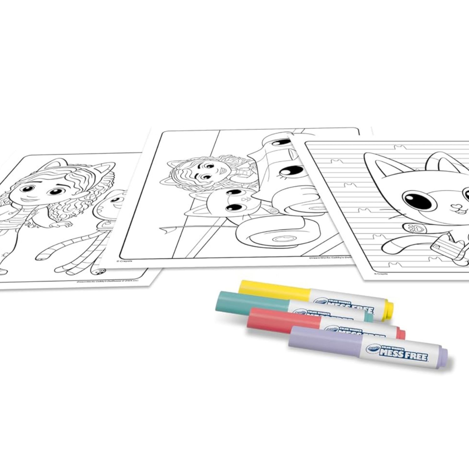 Crayola color wonder - coloring set con 18 pagine da colorare e 4 pennarelli senza macchia, soggetto gabby's dollhouse - CRAYOLA, GABBY'S DOLLHOUSE