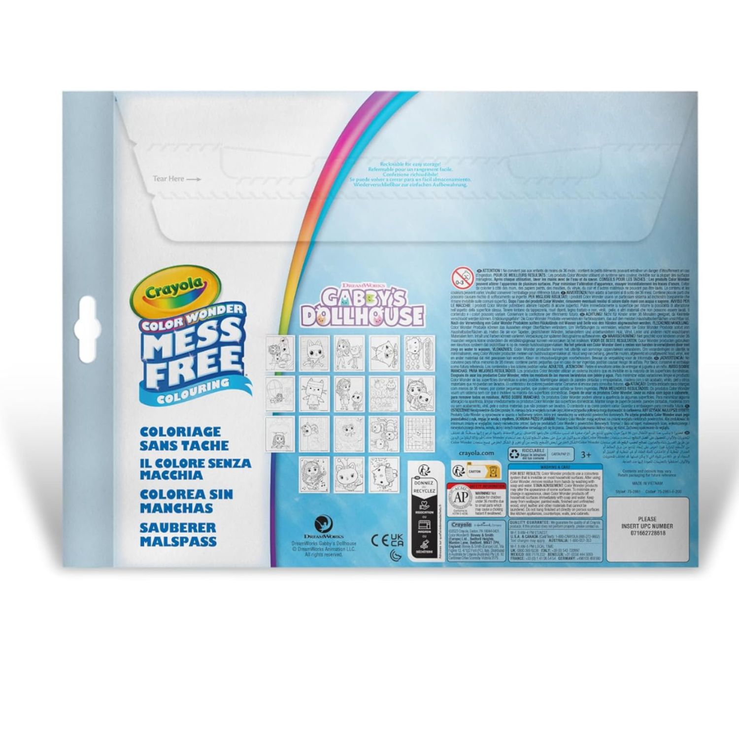 Crayola color wonder - coloring set con 18 pagine da colorare e 4 pennarelli senza macchia, soggetto gabby's dollhouse - CRAYOLA, GABBY'S DOLLHOUSE