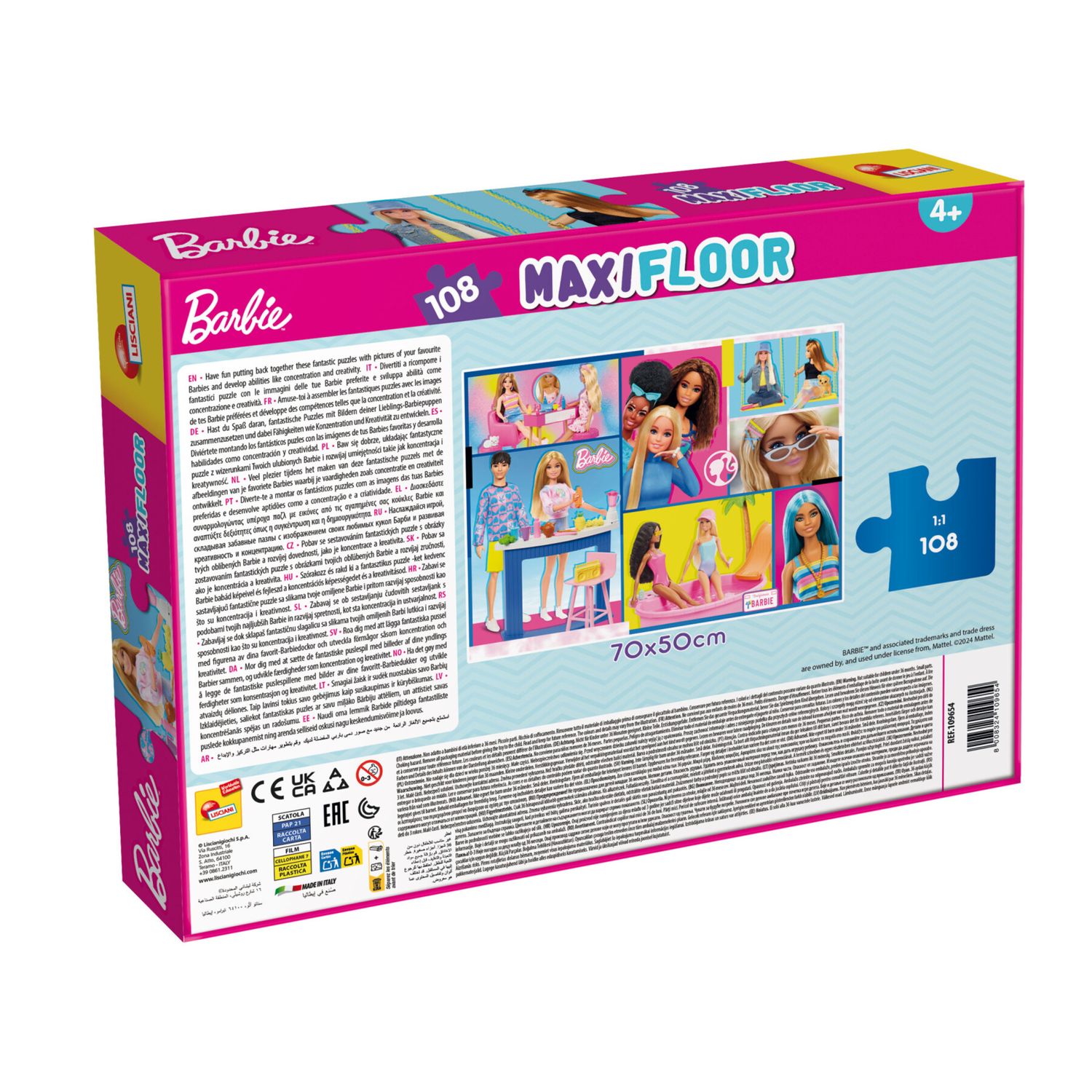 Barbie puzzle maxi floor 108 – gioco di puzzle con le iconiche bambole barbie - LISCIANI, Barbie