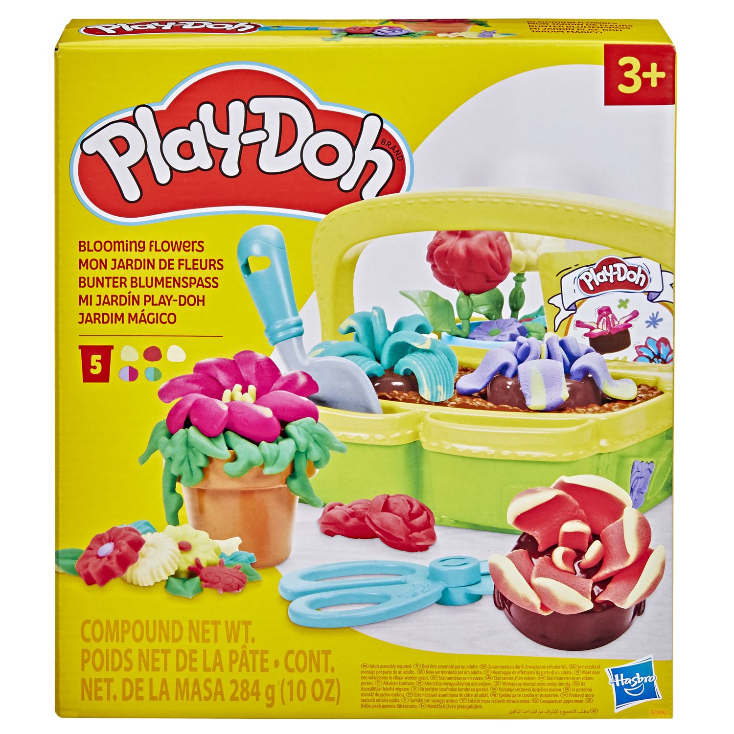 Play-doh, cestino fiorito per creare piante e fiori colorati.giocattolo con natura finta. include 5 vasetti di pasta modellabile play-doh - PLAY-DOH