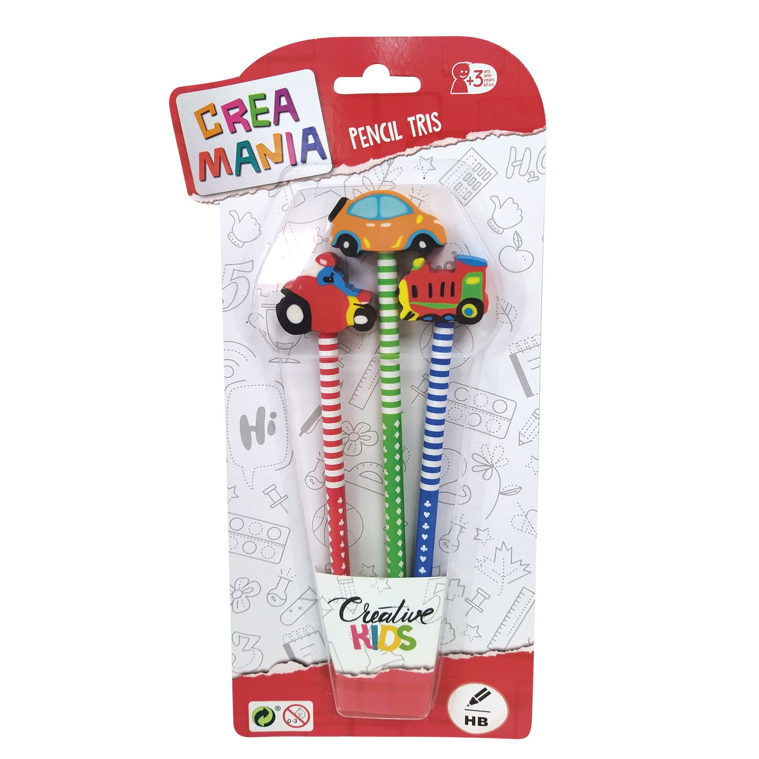 Tris di matite assortito in diverse fantasie- crea mania - 