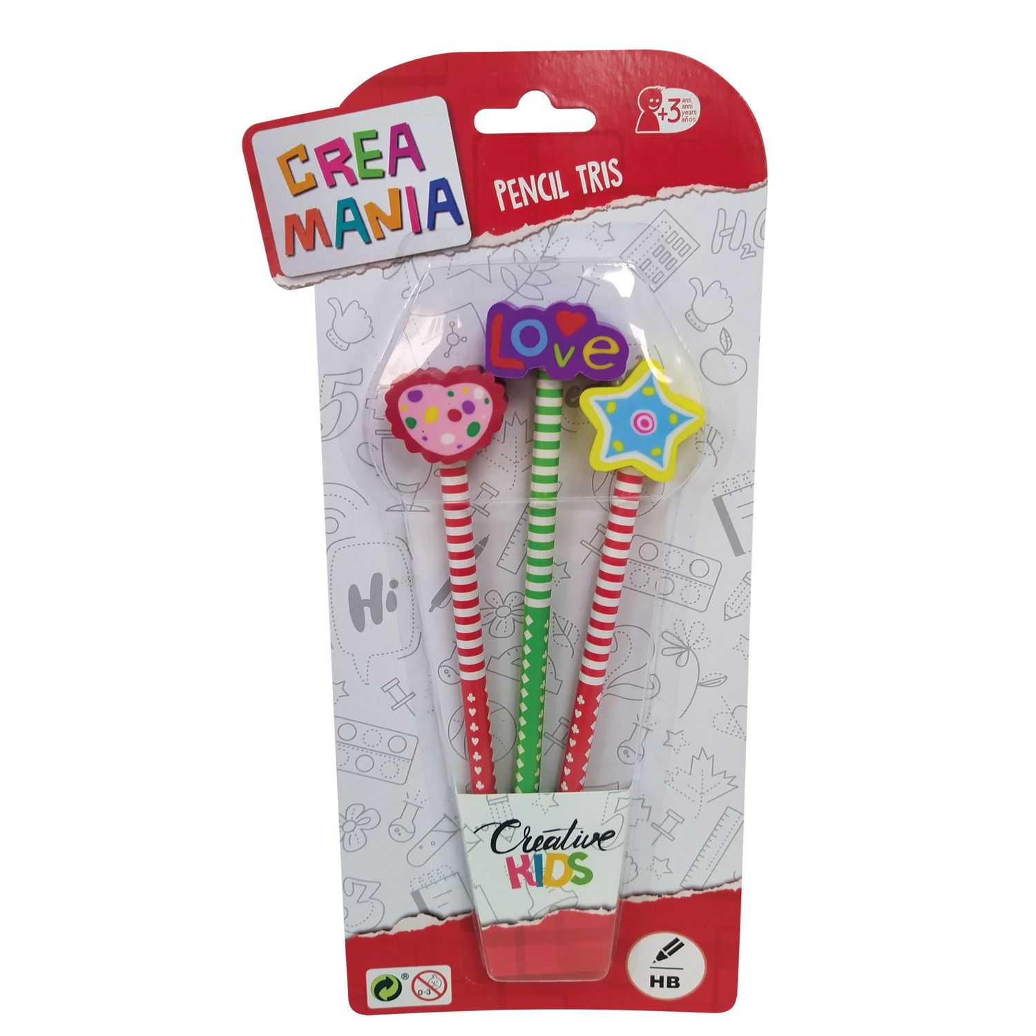 Tris di matite assortito in diverse fantasie- crea mania - 