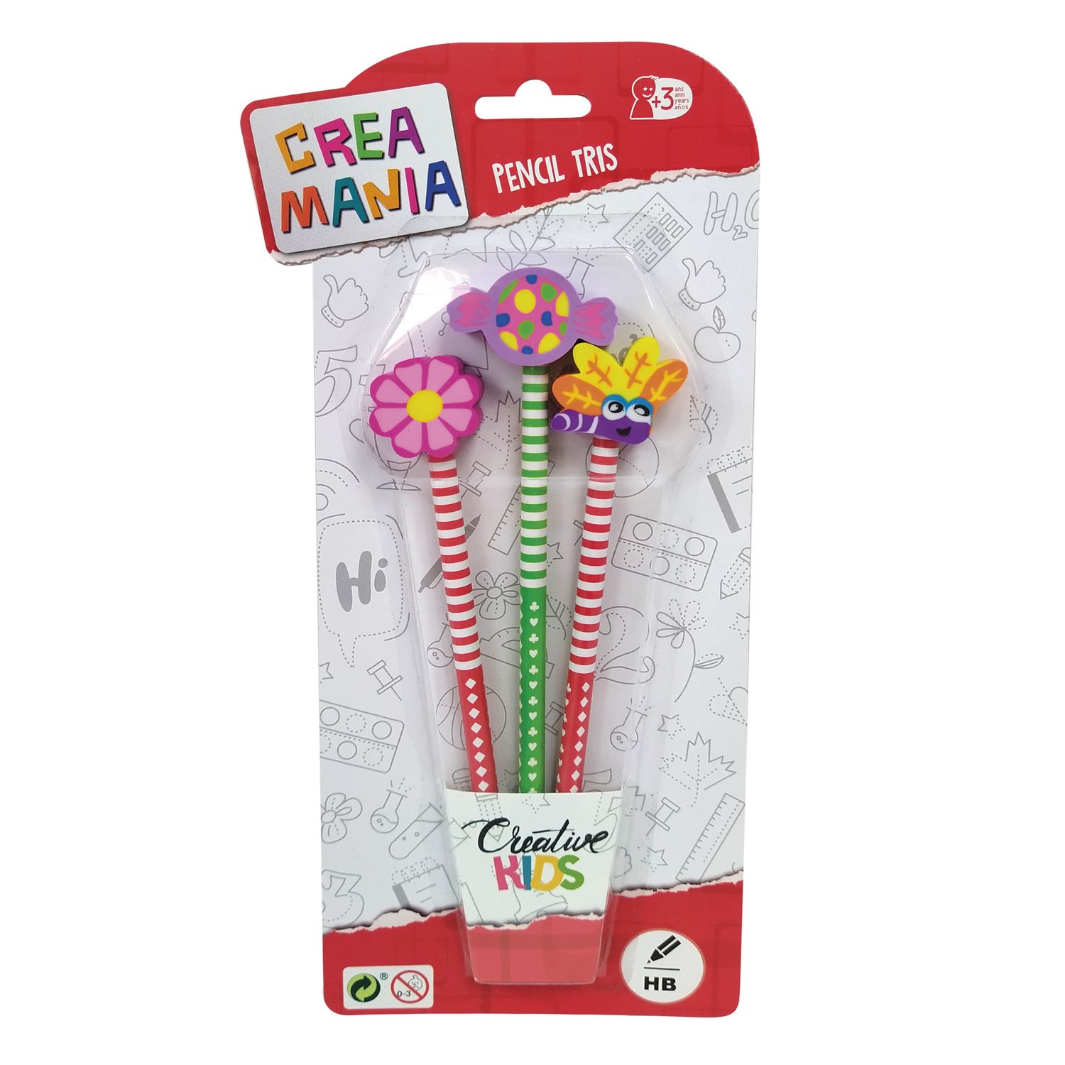 Tris di matite assortito in diverse fantasie- crea mania - 