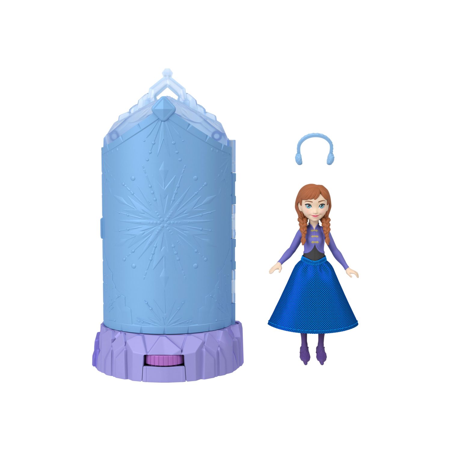Mattel disney frozen - castello di ghiaccio, mini playset ispirato al film con bambola e sorpresa rotante incluse - Frozen