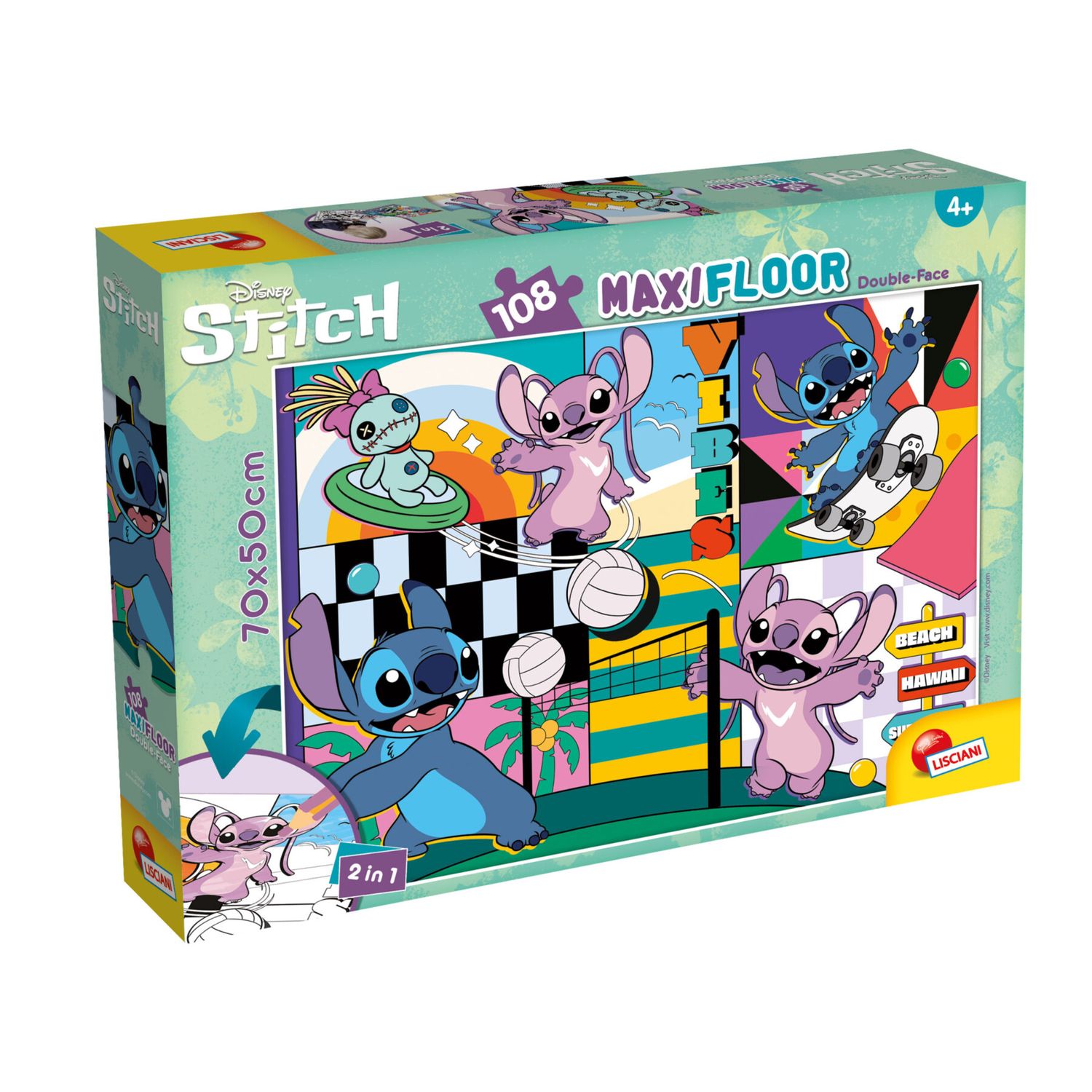 Puzzle df maxi floor 108 lilo & stitch – grande puzzle da pavimento con personaggi disney - LISCIANI, Disney, Disney Stitch
