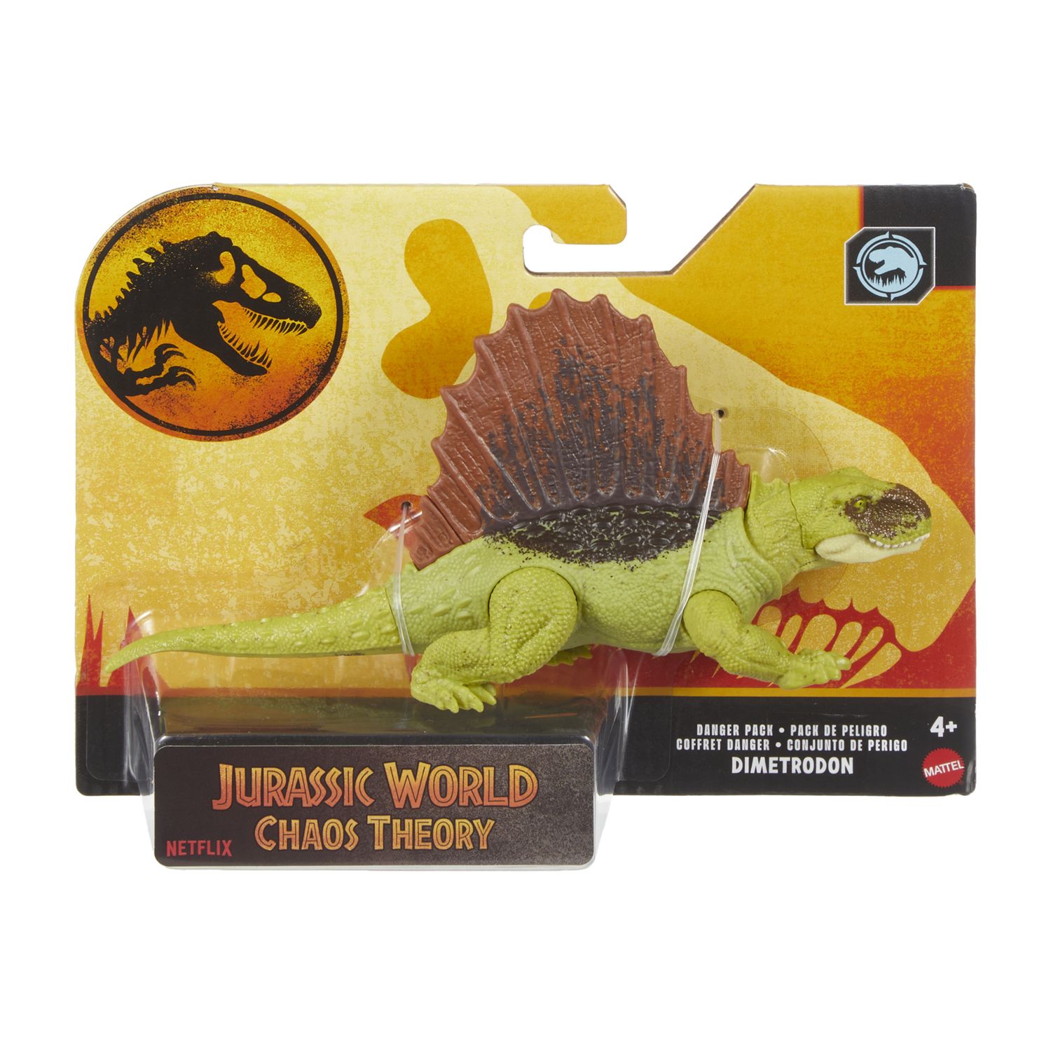 Mattel jurassic world - dimetrodonte pericolo giurassico, dinoasuro snodato con dettagli autentici, specie di medie dimensioni - Jurassic World