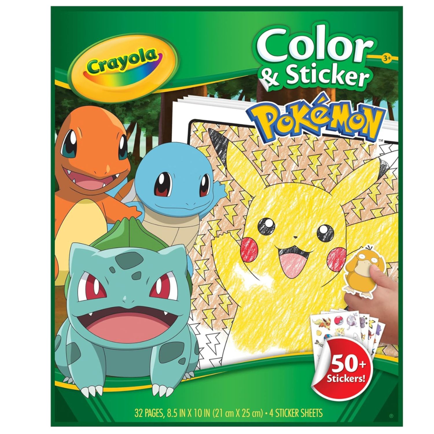 Crayola - album da colorare con sticker pokemon, 32 pagine divertenti e 4 fogli di adesivi inclusi, 04-2740 - POKEMON