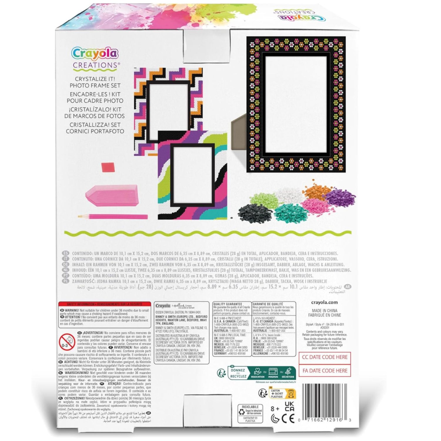 Crayola creations - set cornici portafoto personalizzabili con cristalli colorati, attività creativa e regalo per bambine, da 8 anni - CRAYOLA