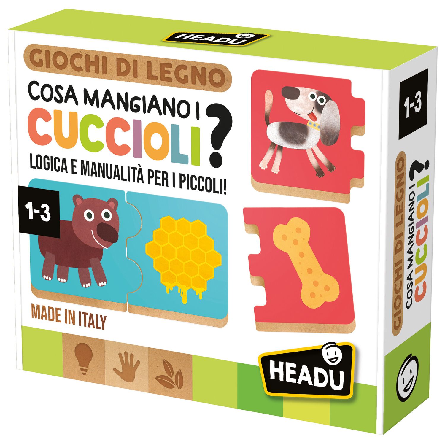 Cosa mangiano i cuccioli – gioco educativo per bambini - logica e manualità - HEADU