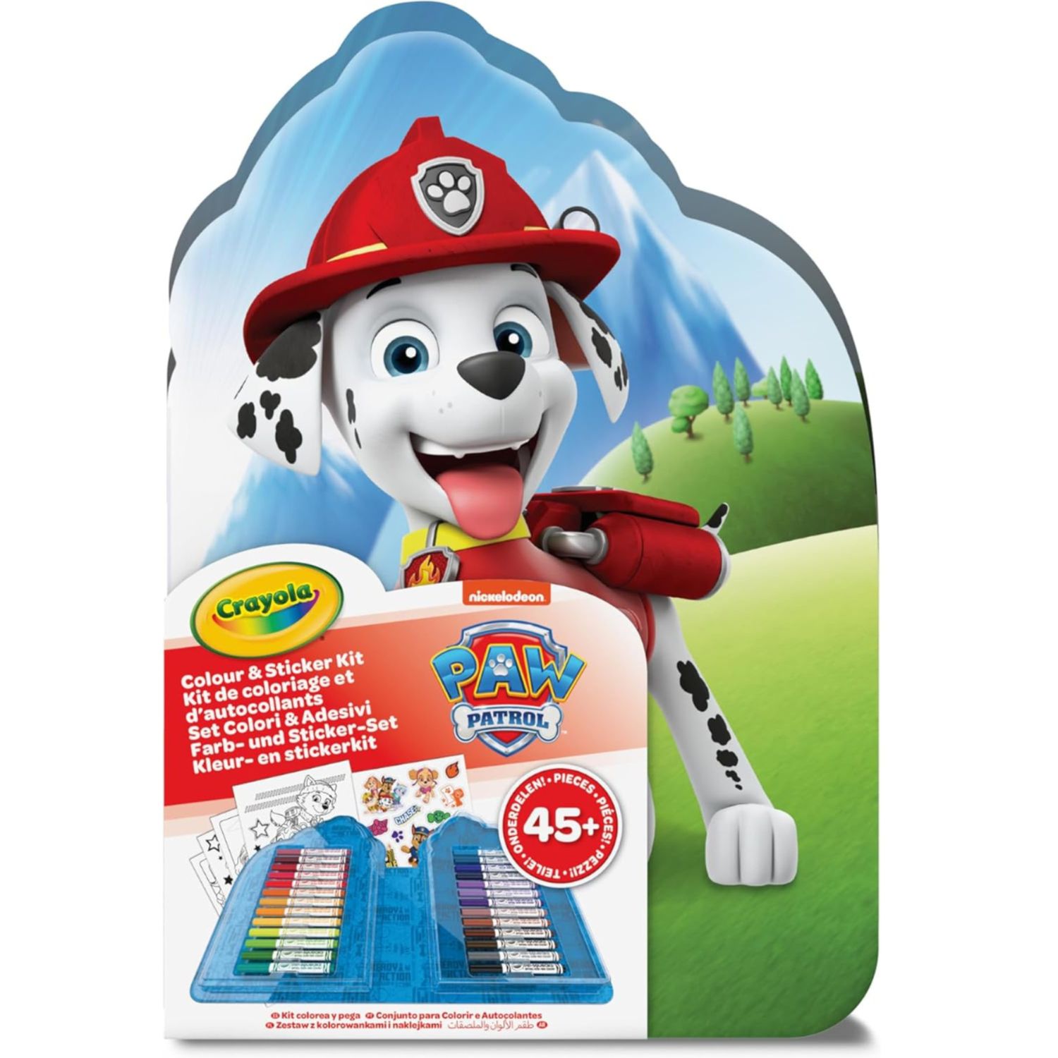 Crayola - valigetta colori & adesivi paw patrol, set con pennarelli, pagine da colorare, adesivi, 45 pezzi, regalo creativo per bambini, da 5 anni - Paw Patrol