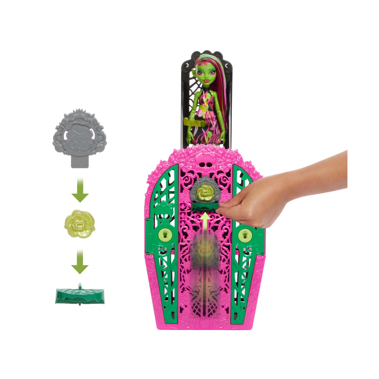 Monster high - venus mcflytrap e i misteri in giardino, set con bambola e guardaroba, 19 accessori e abiti inclusi - Monster High