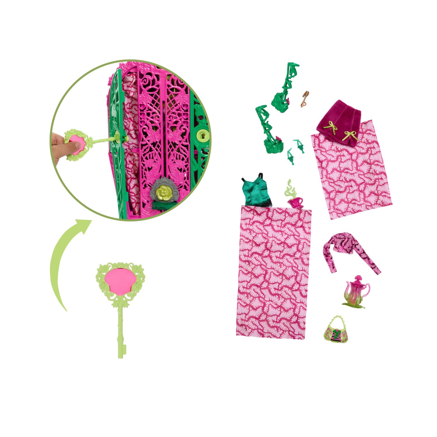Monster high - venus mcflytrap e i misteri in giardino, set con bambola e guardaroba, 19 accessori e abiti inclusi - Monster High