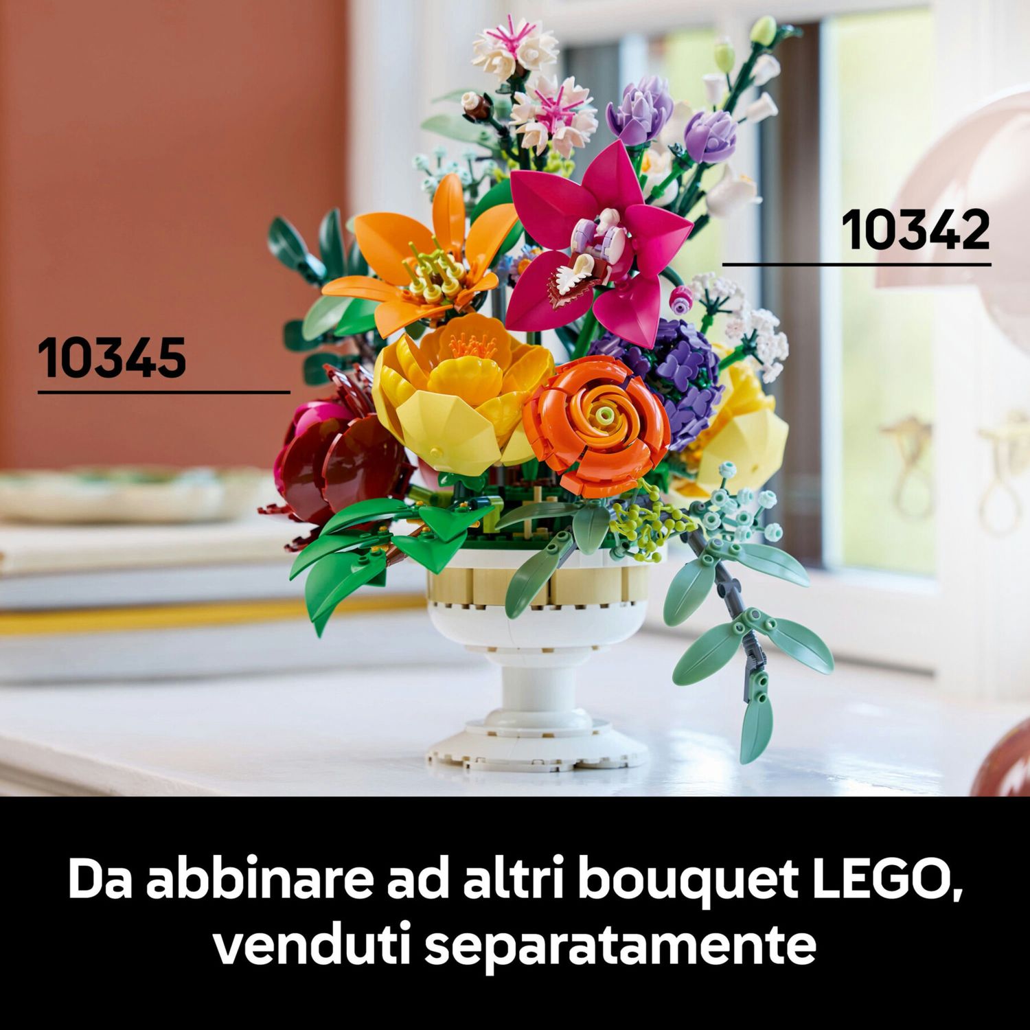 Lego icons botanicals 10345 composizione floreale - 14 fiori finti, kit adulti - LEGO ICONS BOTANICAL, Lego