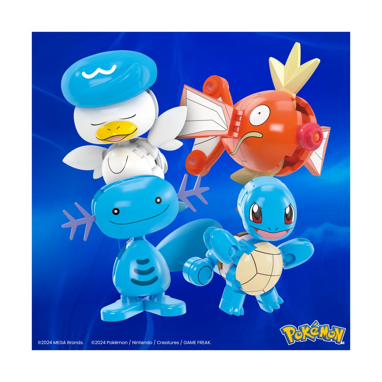 Mega pokémon - squadra di tipo acqua, set da costruire con 79 pezzi, include include 4 pokémon e 4 pokéball - POKEMON