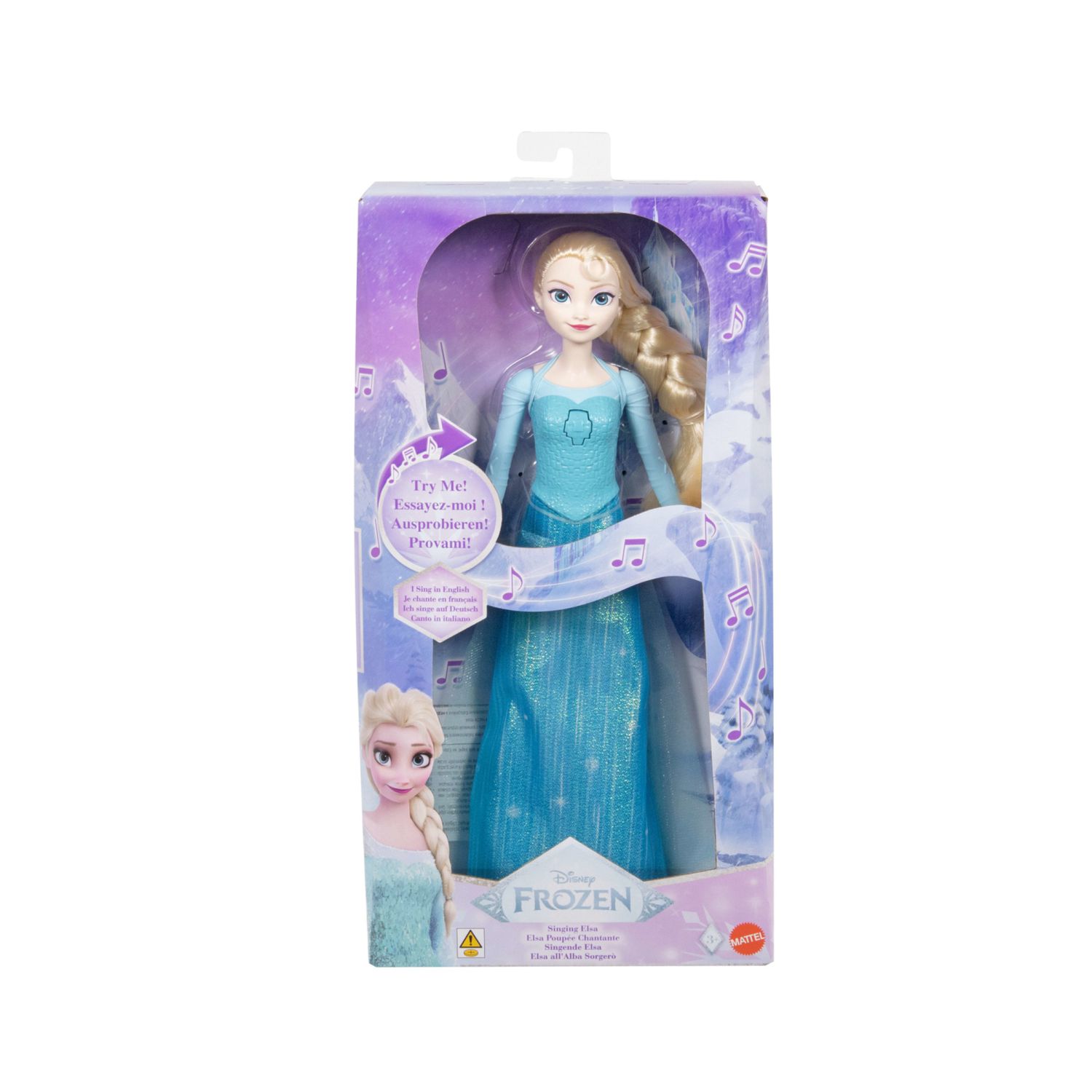 Mattel disney frozen - elsa cantante, bambola bionda con abito turchese che canta la canzone "all'alba sorgerò" - Frozen