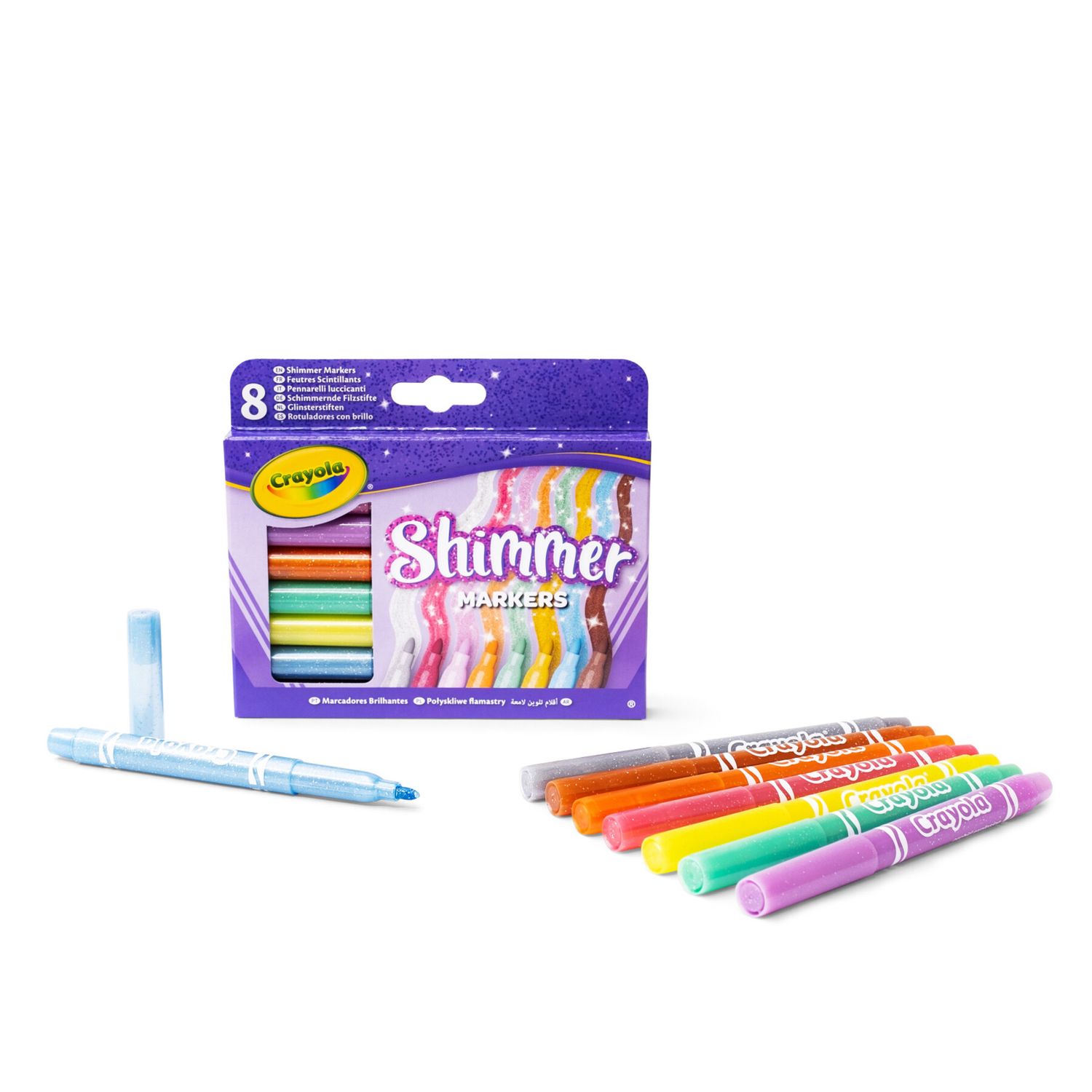 Crayola shimmer markers, 8 pennarelli glitter scintillanti - CRAYOLA