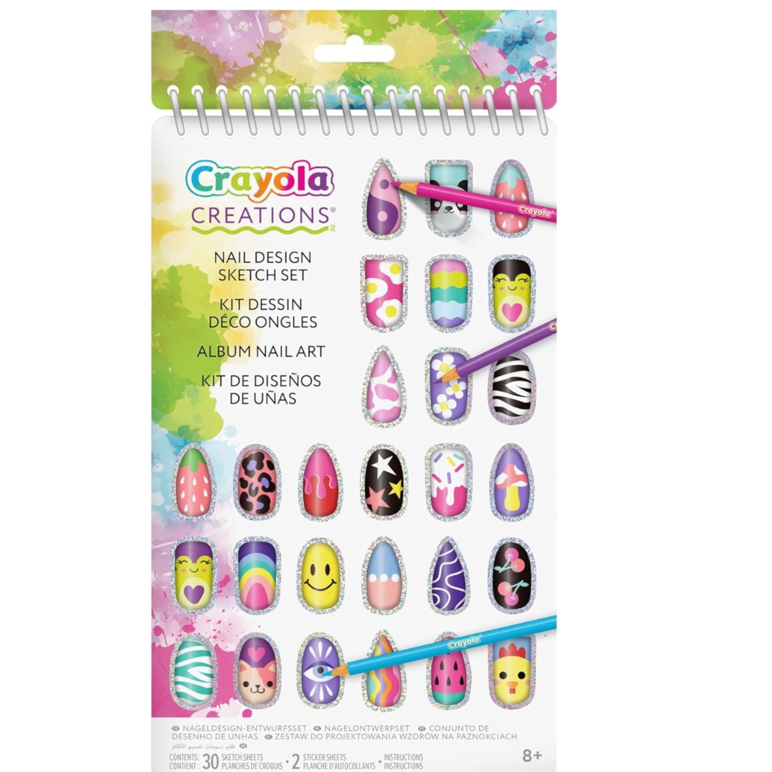 Crayola creations - nail art album, set da disegno con stickers per creare bozzetti di unghie, 04-1275 - CRAYOLA