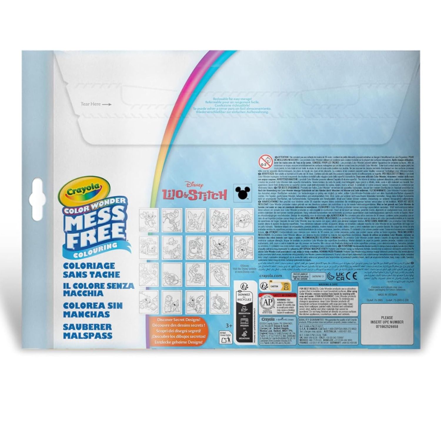 Color wonder coloring set con 18 pagine da colorare e 4 pennarelli - crayola - Disney Stitch