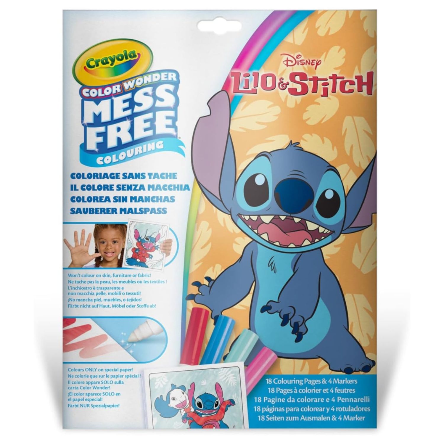 Color wonder coloring set con 18 pagine da colorare e 4 pennarelli - crayola - Disney Stitch
