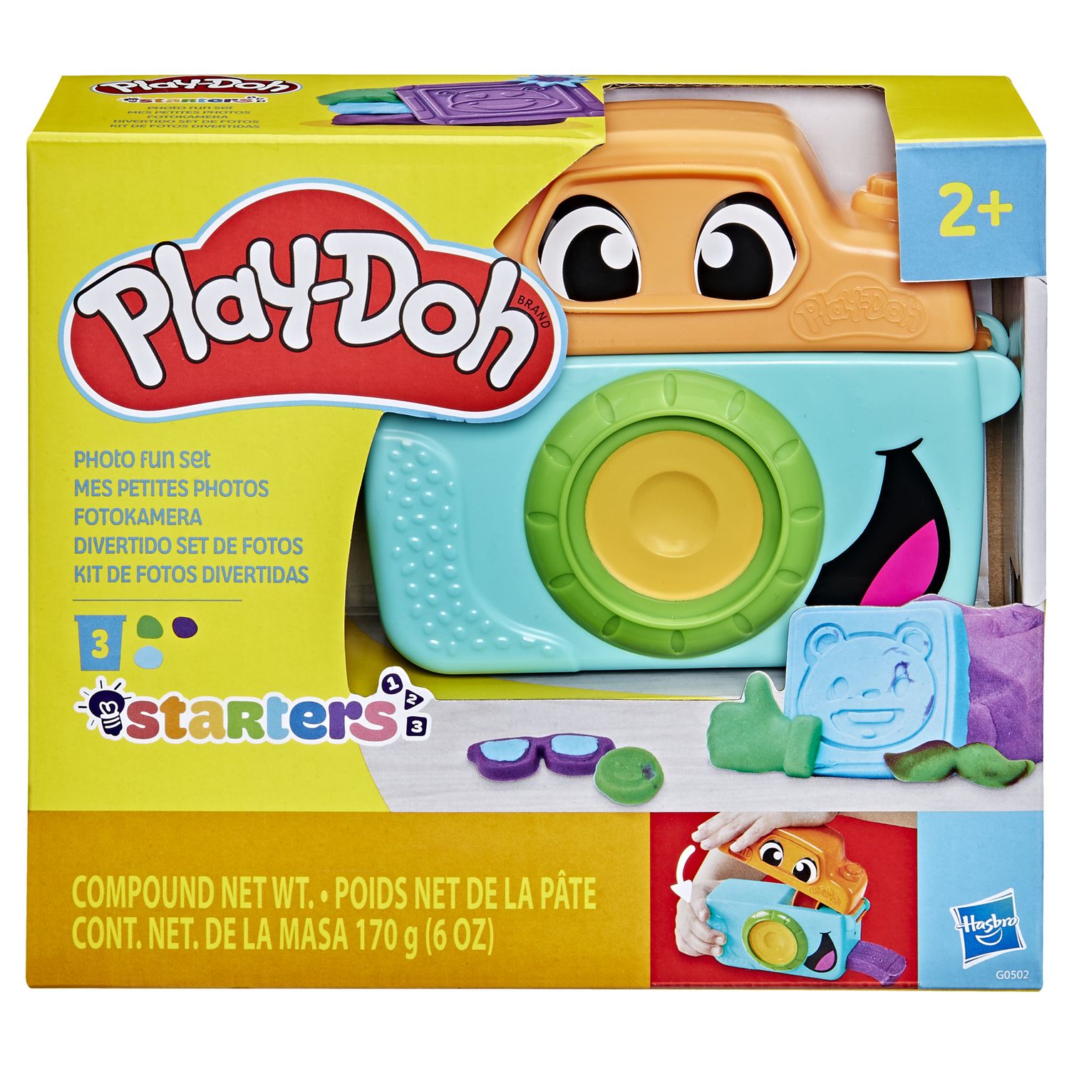 Play-doh prima macchina fotografica – set creativo per bambini dai 2 anni con fotocamera giocattolo, 3 vasetti di pasta, 7 accessori e tappetino - PLAY-DOH